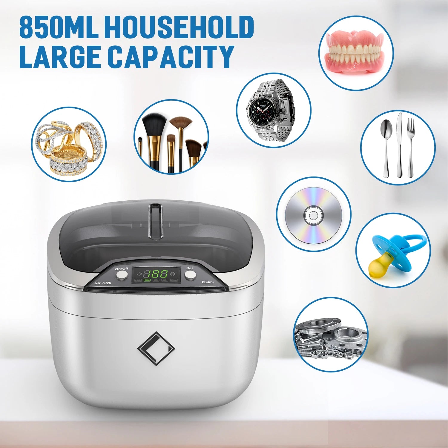 TUV CE PSE 850ML 42KHZ Home Ultrasound Cleaner Auto Cleaning Machine Jewelry Ultrasonic Cleaners