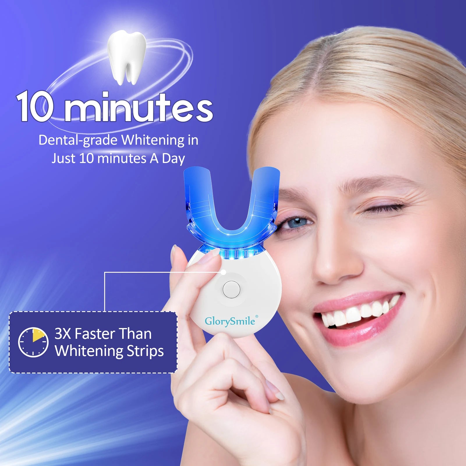 Premium Home Use Teeth Whitening System With LED Device 10 Mins Treatment PAP Gel Syringe Kit For Sensitive Tooth