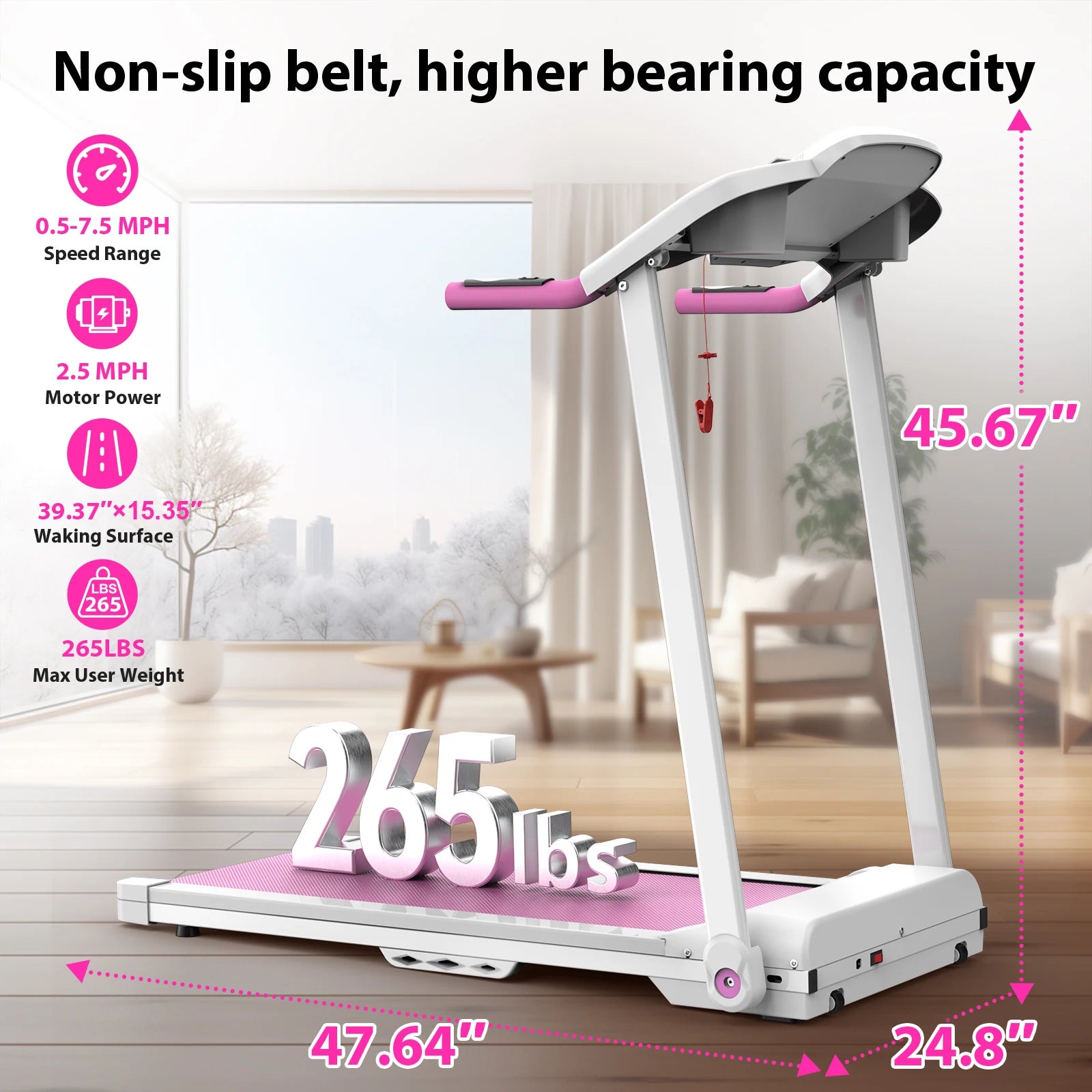 New Popular Armrest Treadmills Home Fitness Multifunction Treadmills Household Fitness Power Slim Treadmill Usa Warehouse