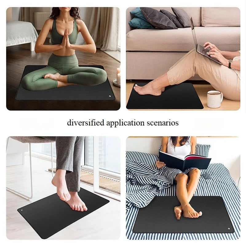 Large Grounding Mat 60x90cm with Durable Leather Surface and Grounding Cord Earthing Mat for Home and Office EMF Reduction