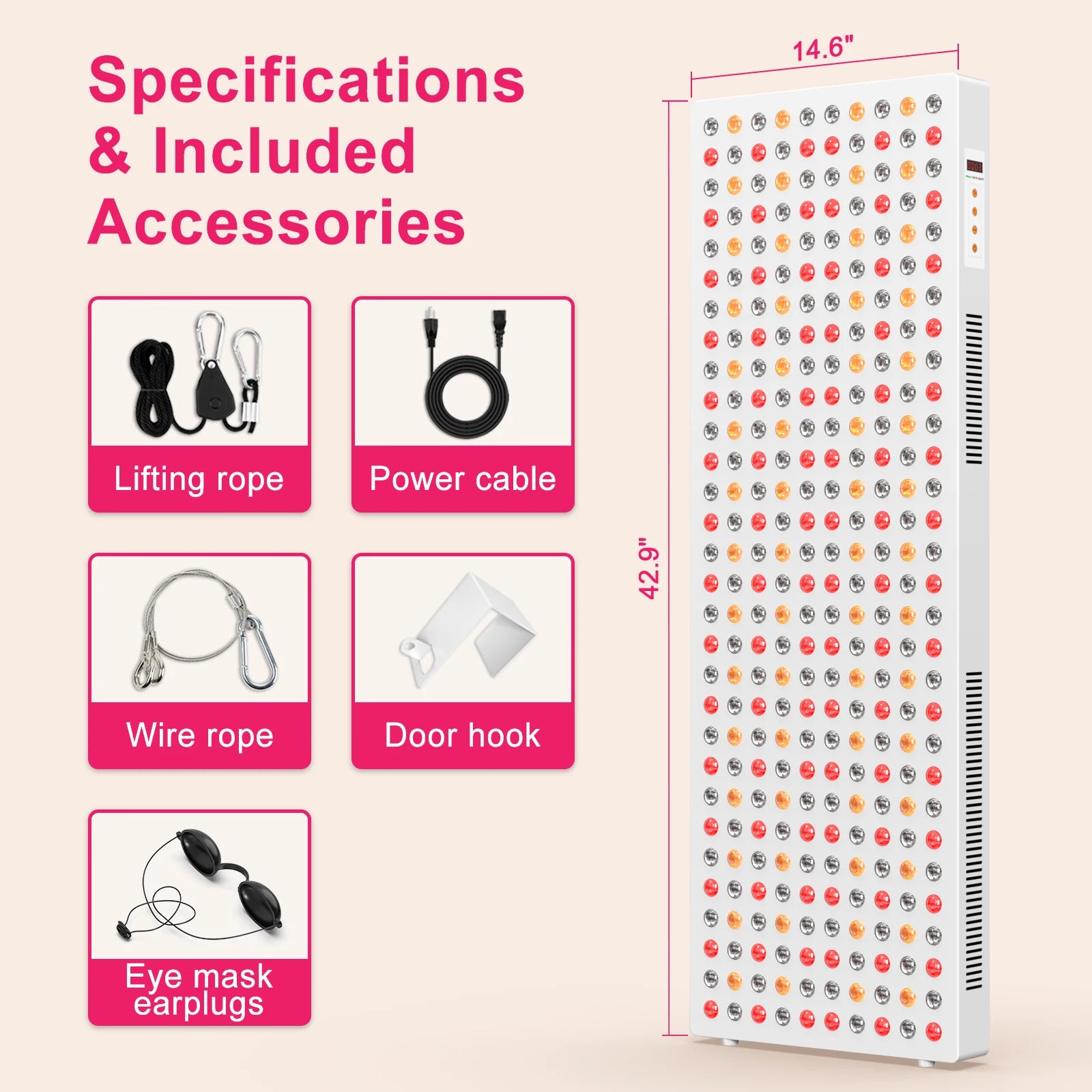 Bonliter1500W Therapy Panel Red Light Infrared US Stock Therapy Led Red Light 5 Wavelength Therapy Full Body Panel  for Home Use