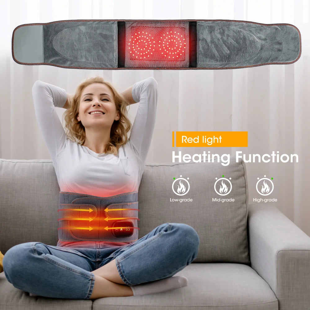 USA Free Shipping Rechargeable Waist Massager Hot Compress Back Pain Relief Wireless Vibration Lumbar Massage Belt with Heat
