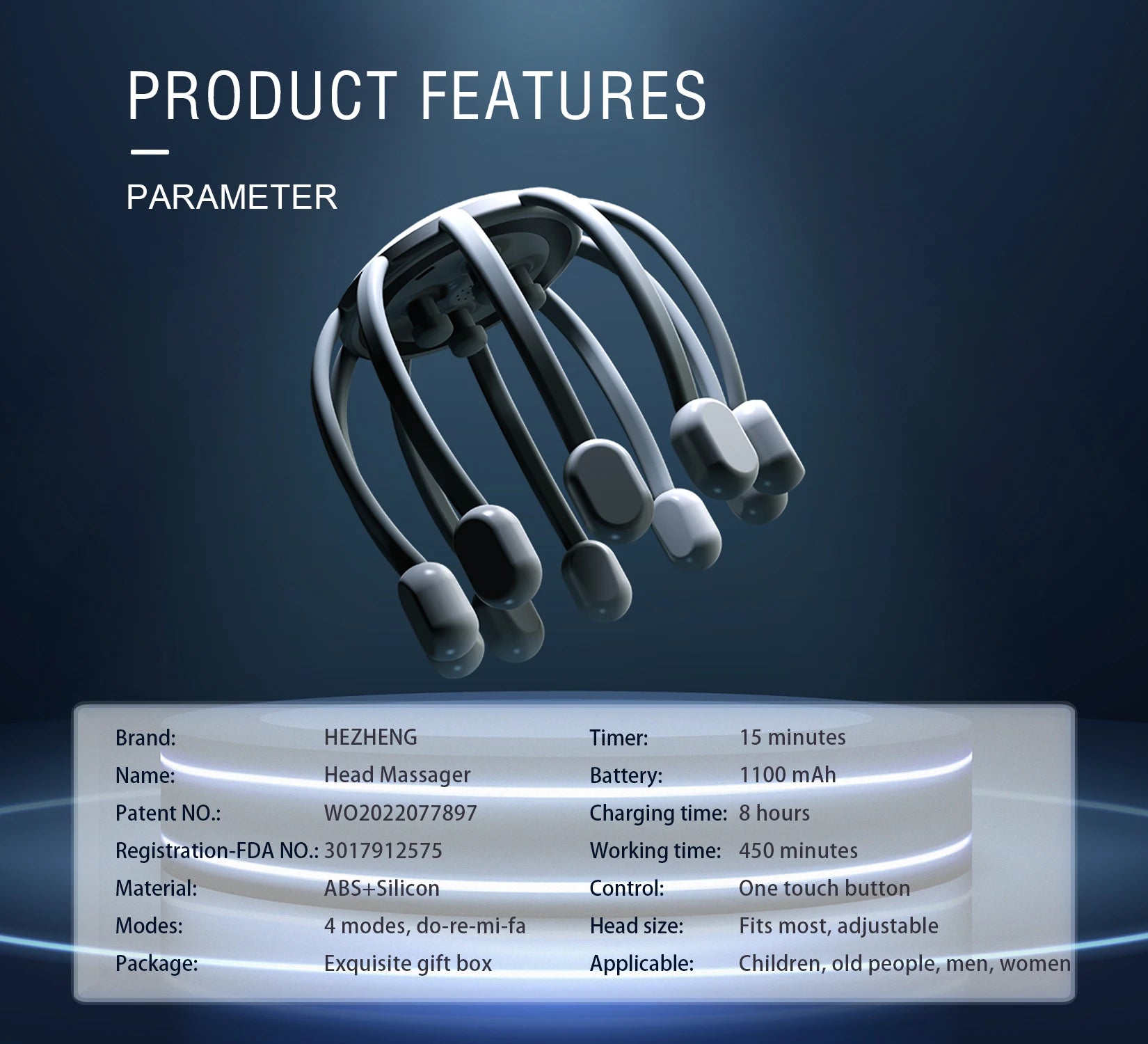 HEZHENG Head Massager Scalp Massager, Electric Cordless Rhythm Vibration Relax Monster Massage Head for Fun, Rechargeable Portab