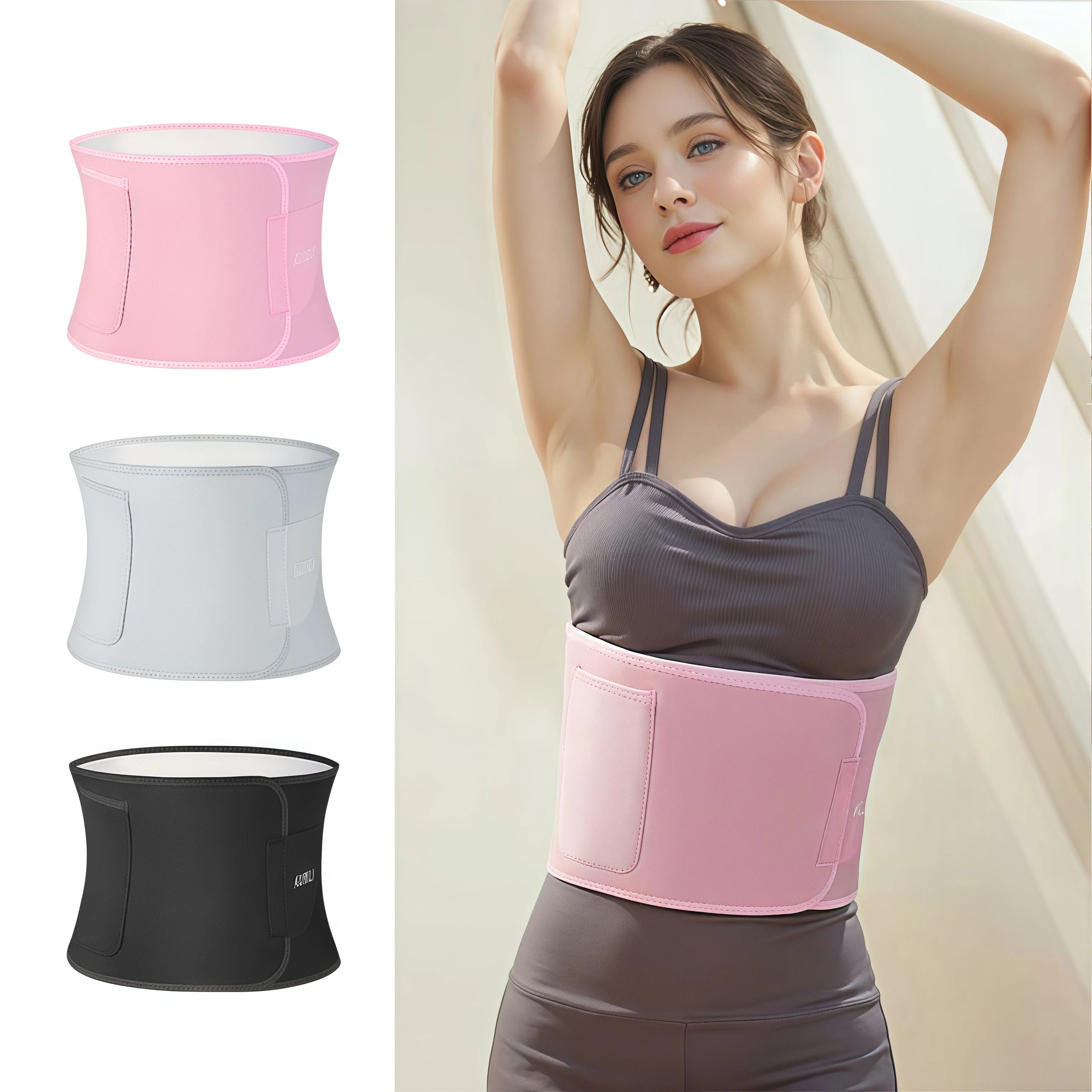 KUNLI Sports Waist Belt Sweat Enhancing Silver Ion Coated Slimming Waist Trainer for Yoga Running Toning Shaping Waistband