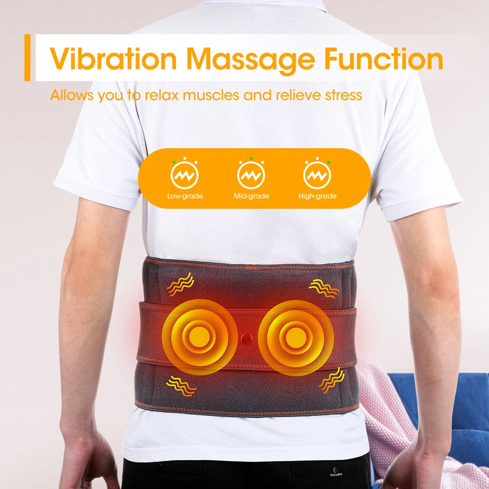 USA Free Shipping Rechargeable Waist Massager Hot Compress Back Pain Relief Wireless Vibration Lumbar Massage Belt with Heat