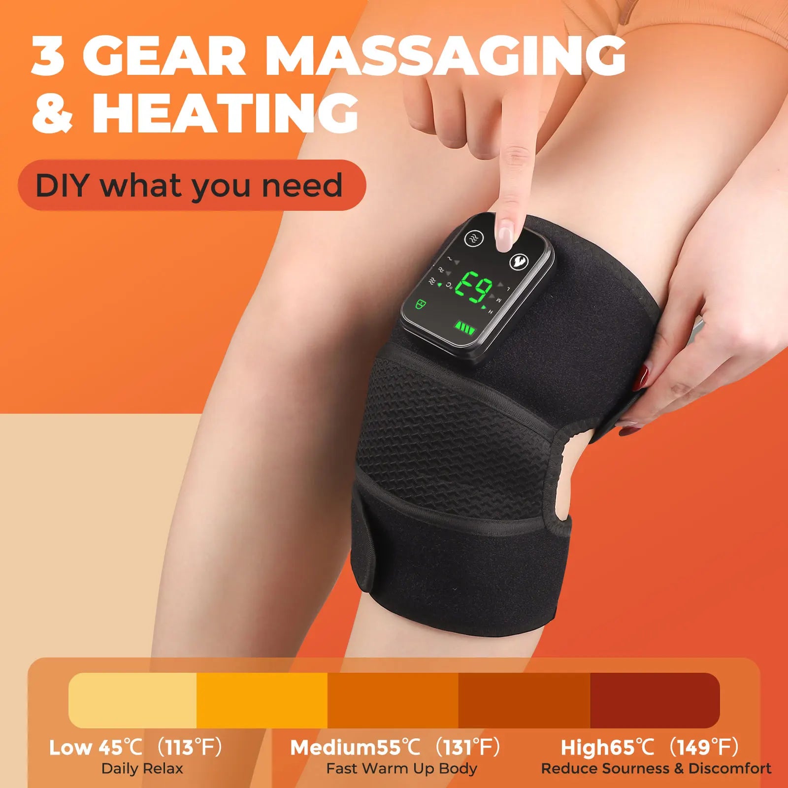 US Warehouse Electric Knee Massager with Heat and Vibration for Pain Relief