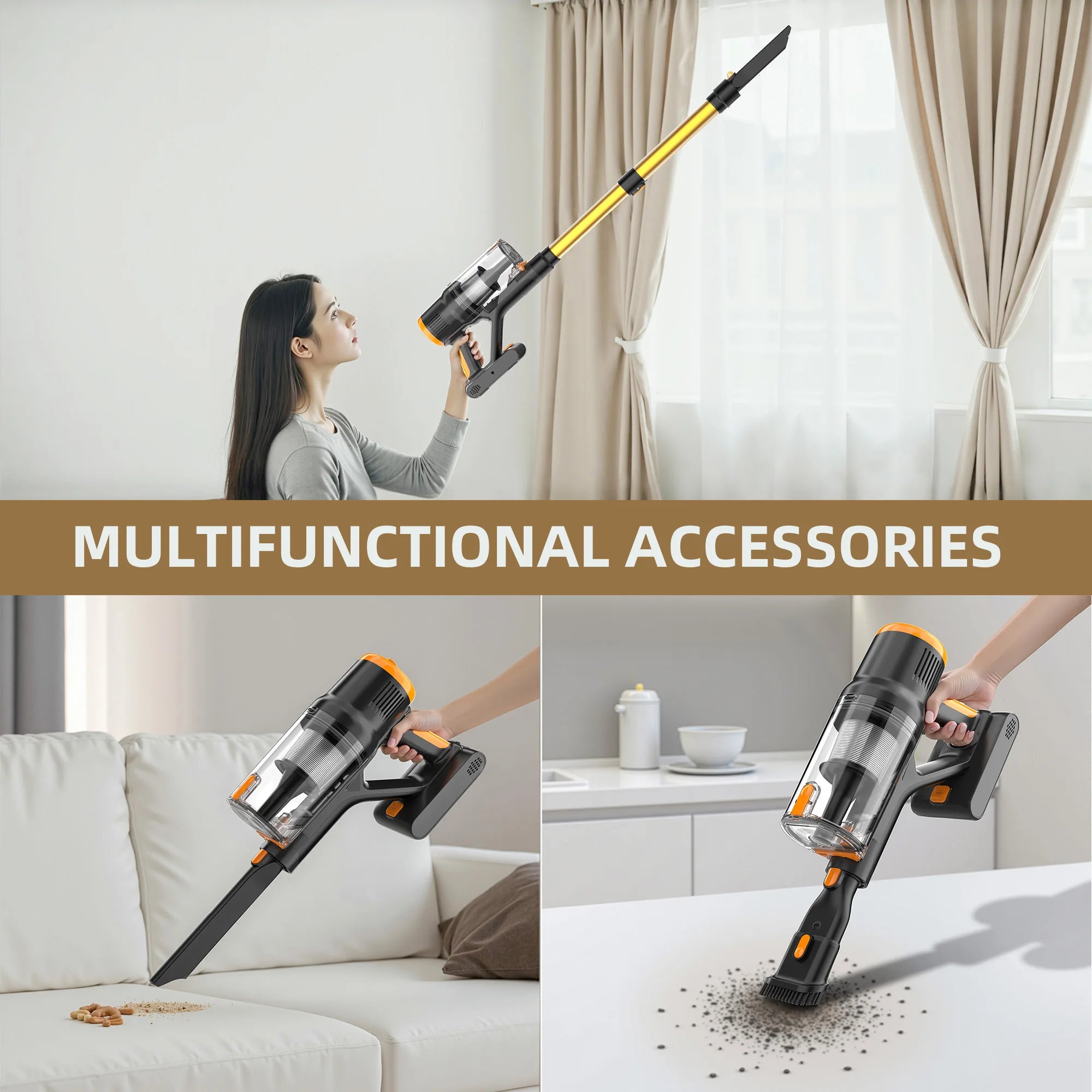 Cordless Vacuum Cleaner, 550W/45Kpa Stick Vacuum with Touch Screen, Max 55 Mins Runtime, Wireless Vacuum Cleaners for Home
