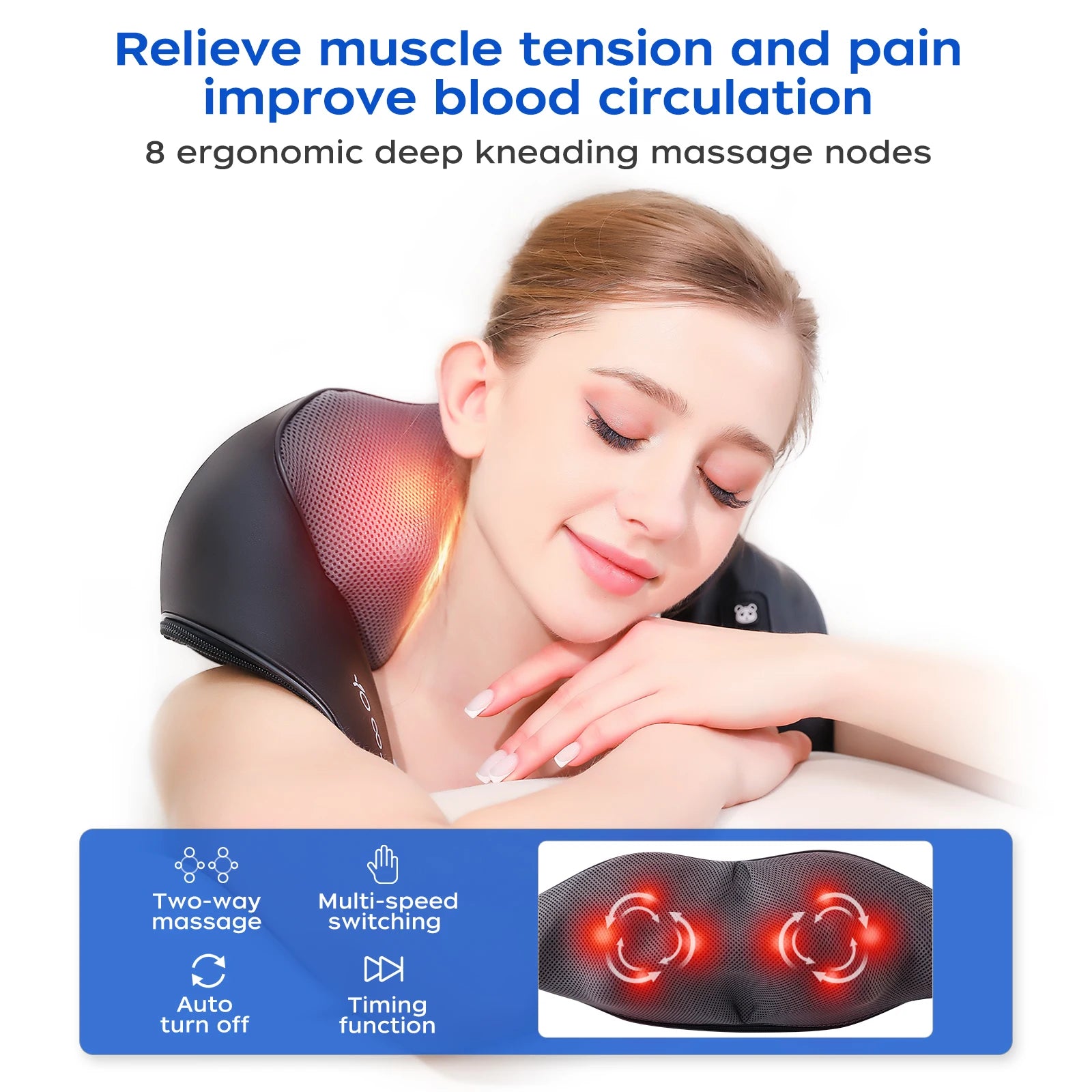 High-quality Electric Acupressure Neck and Shoulder Massager Neck Massage Belt Neck Massager with Heating Function