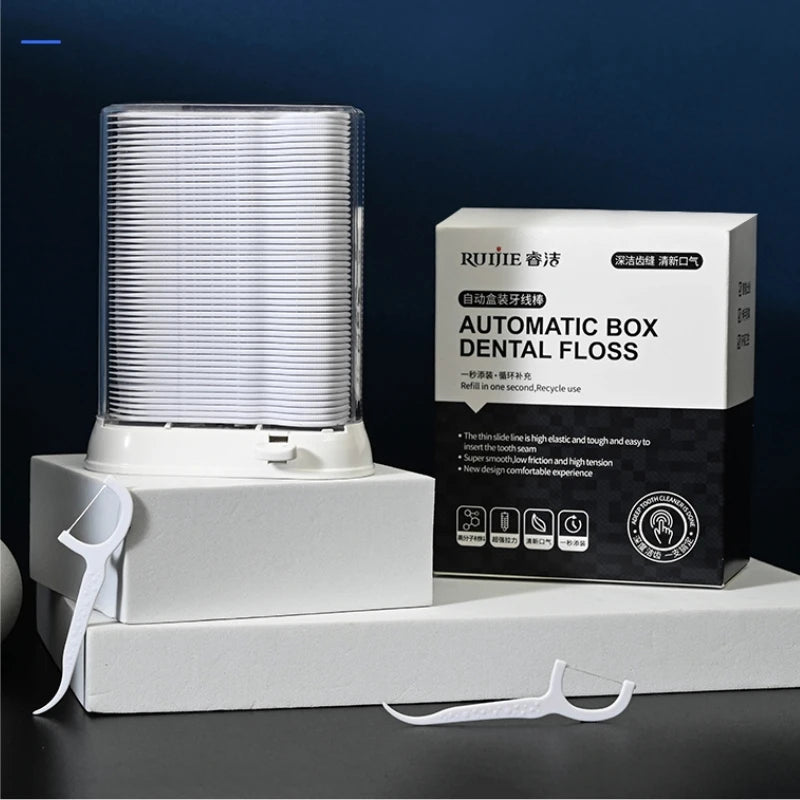 Factory Wholesale Automatic Dental Floss Picks Dispenser Pop-Up Refillable Flosser Storage Box for Home Use