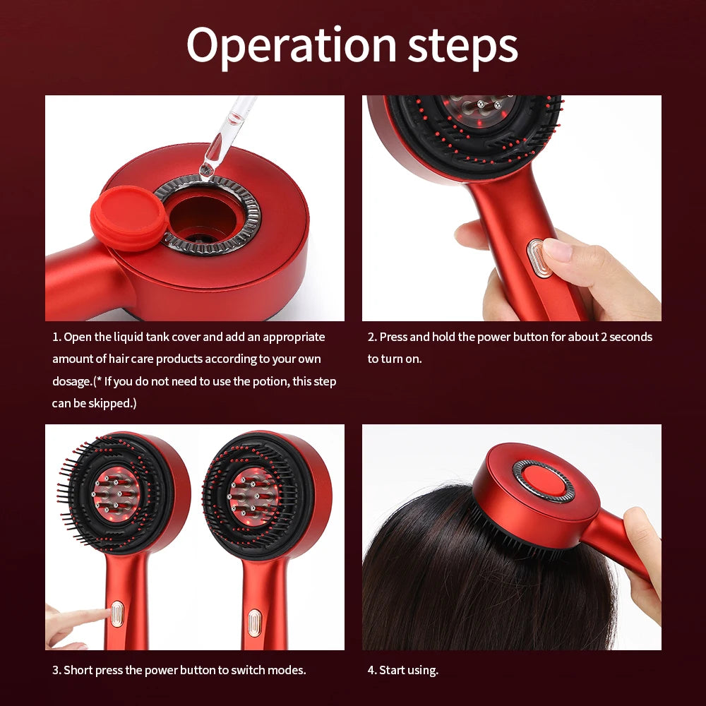 Electric Hair Scalp Massager Brush with Red Light Devices Hair Growth Oil Applicator & Massage Comb Targeted Head Massager