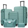 New Spot Durable Fashion Gray-blue Suitcase Five-piece Suit with TSA Customs Lock Is Suitable for Business Travel