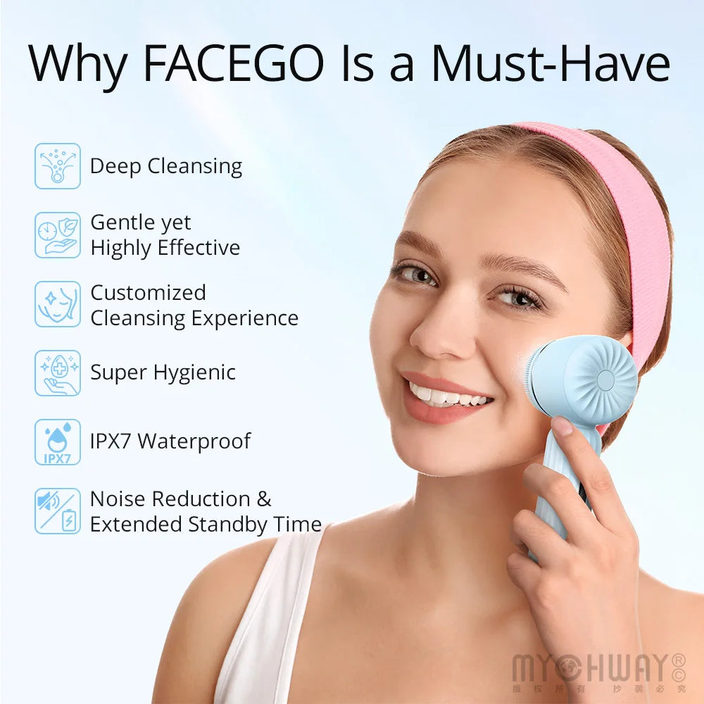 Facego Ultrasonic Facial Clean Brush Electric Facial Brush