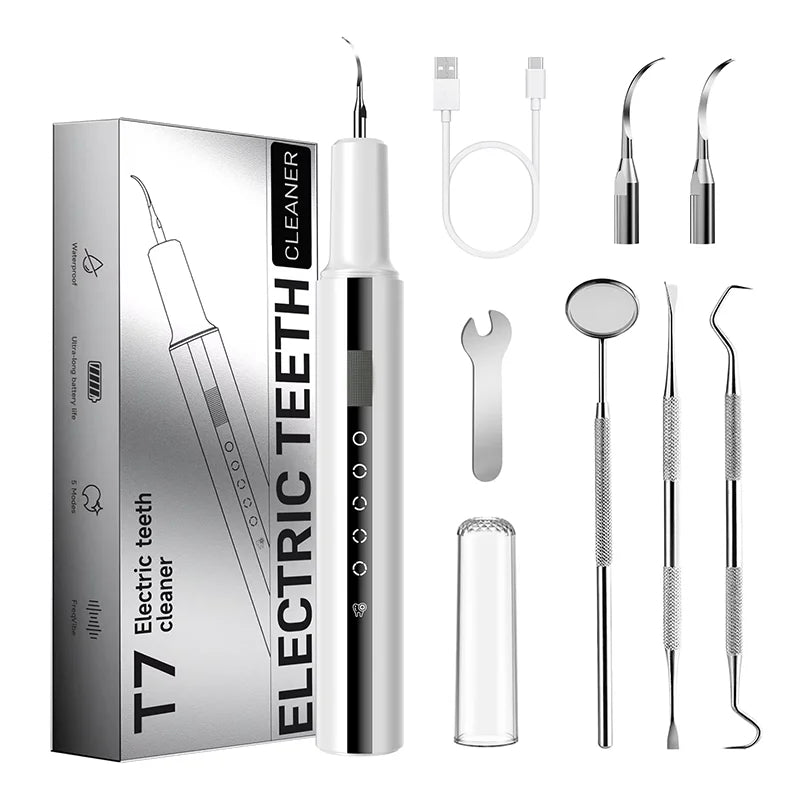 Smart Dental Cleaning Device Set with Pressure Sensors Sonic Electric Toothbrush Rechargeable Dental Cleaner Curvy Moon T7