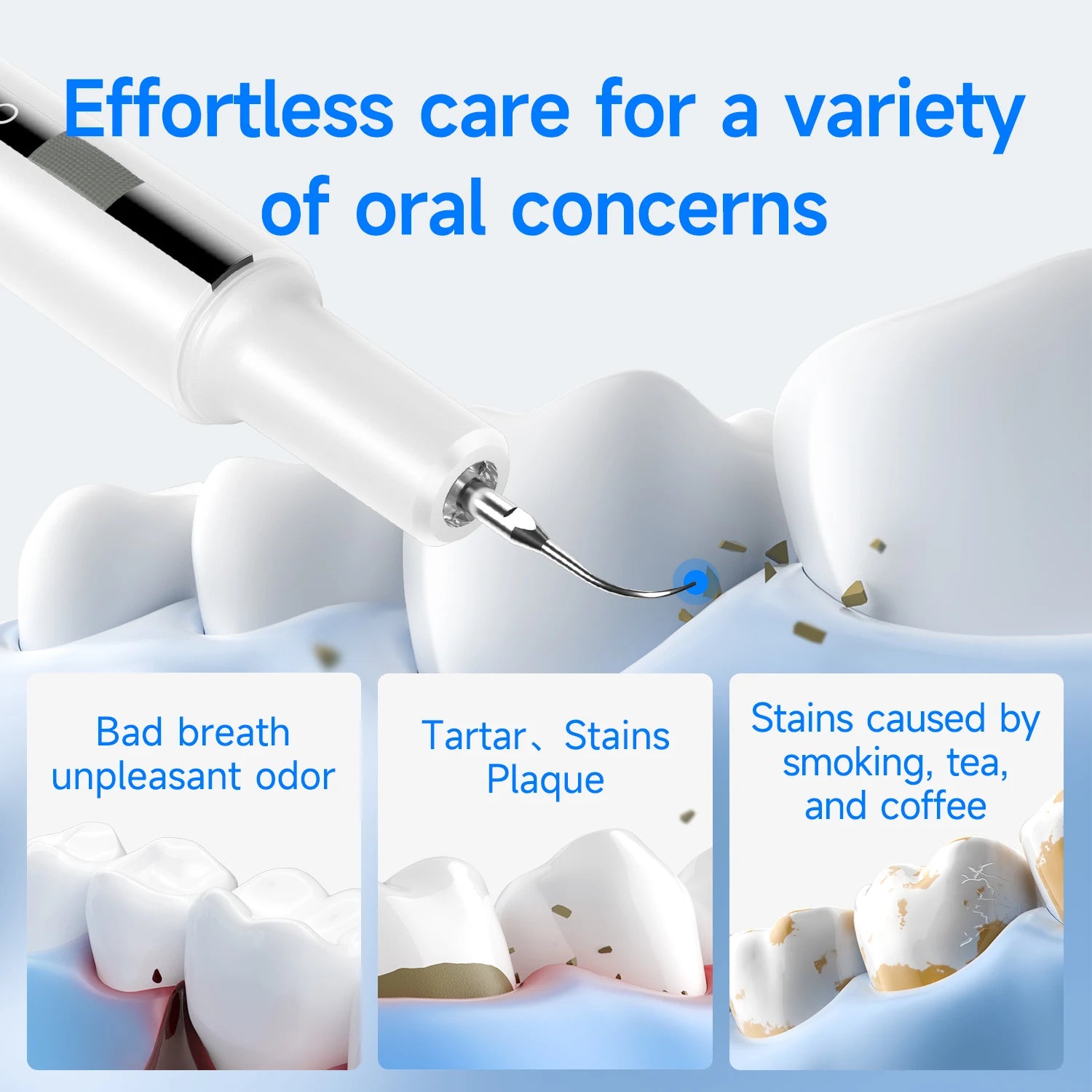 Smart Dental Cleaning Device Set with Pressure Sensors Sonic Electric Toothbrush Rechargeable Dental Cleaner Curvy Moon T7