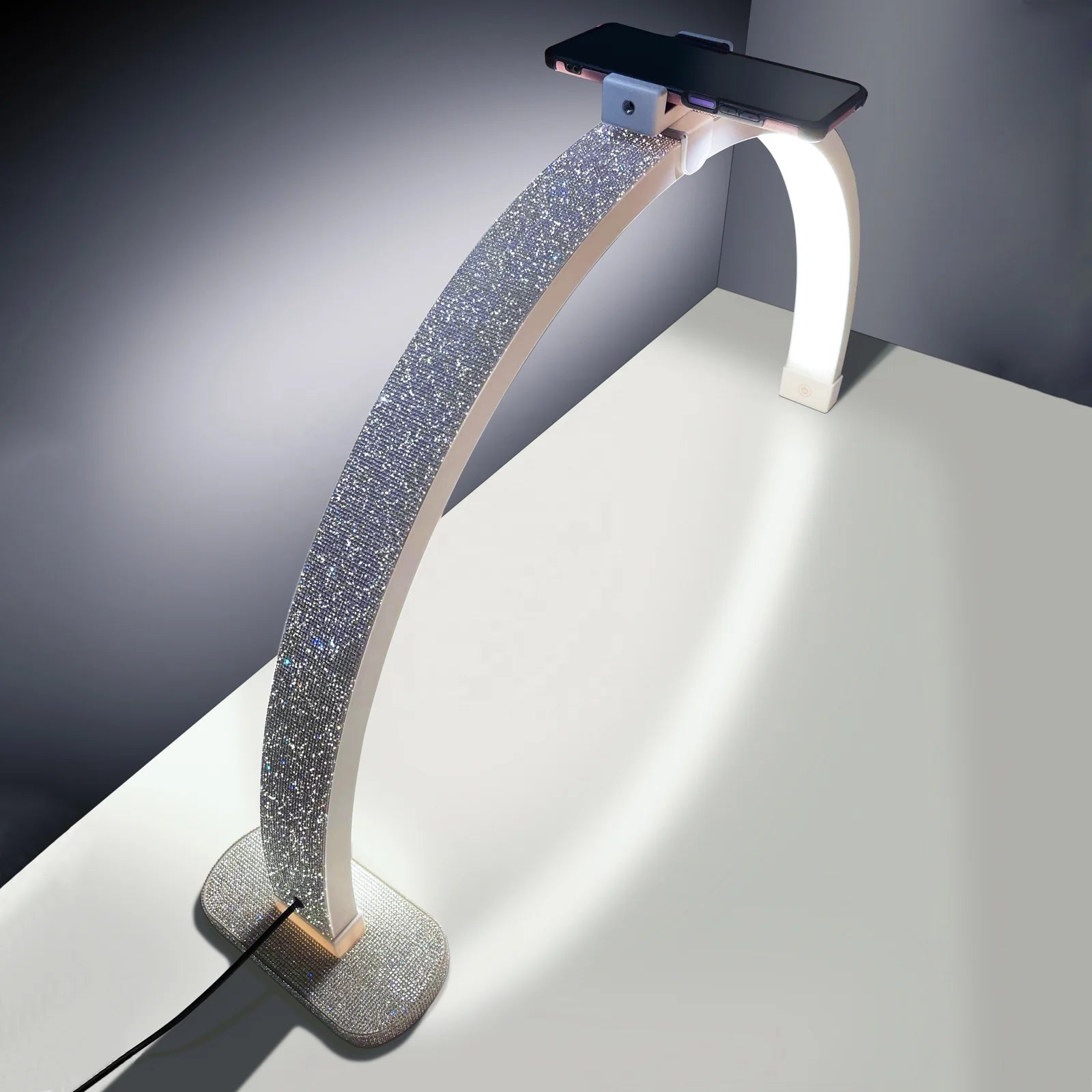 Professionals 30inch LED Nail Art Lamp Half Moon Desk Nail Light Manicure Light with Rhinestones for Nail Tattoo Beauty Salon