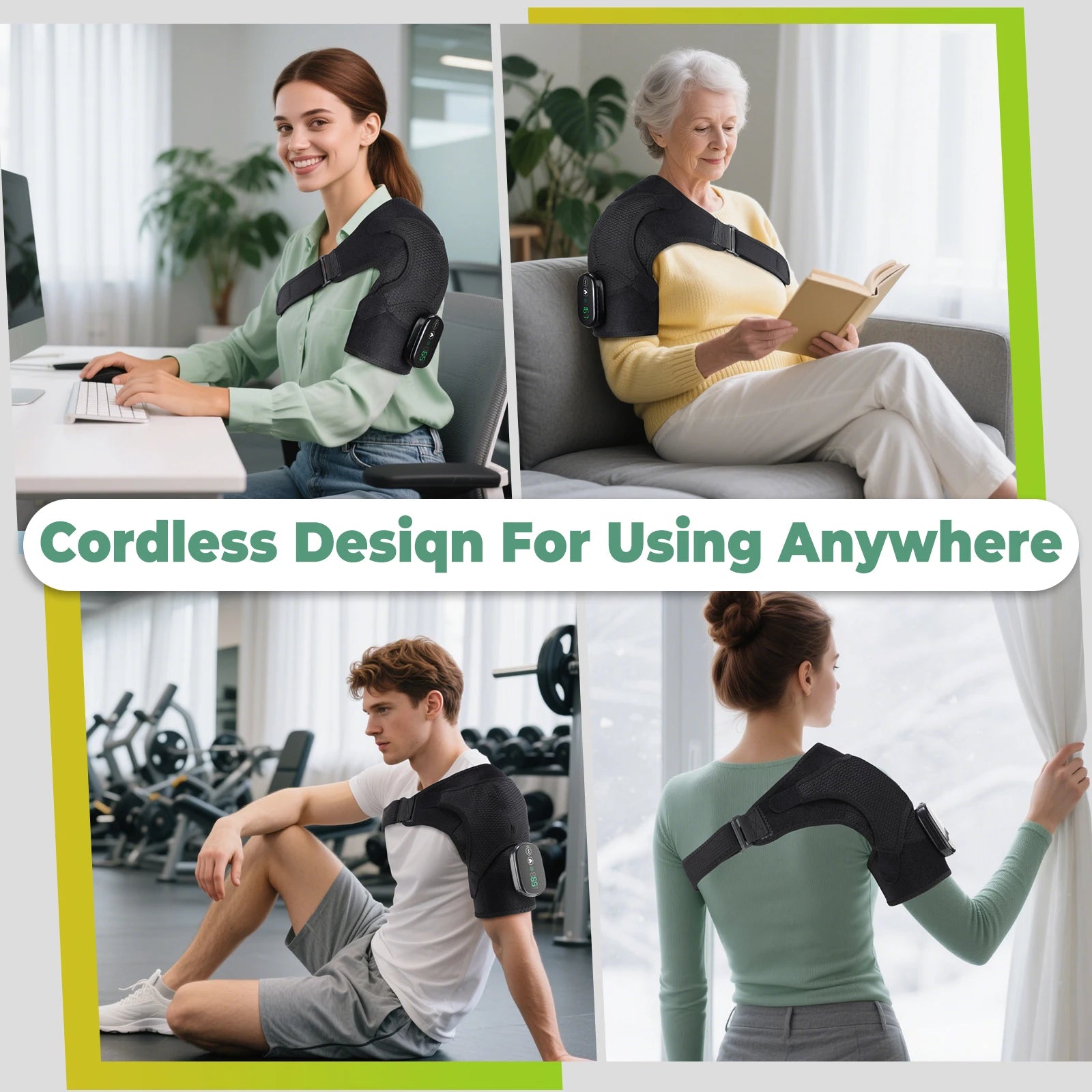 Free US Shipping Wireless Vibration Shoulder Pain Relief Massager Hot Compress Shoulder Wrap Massage Belt