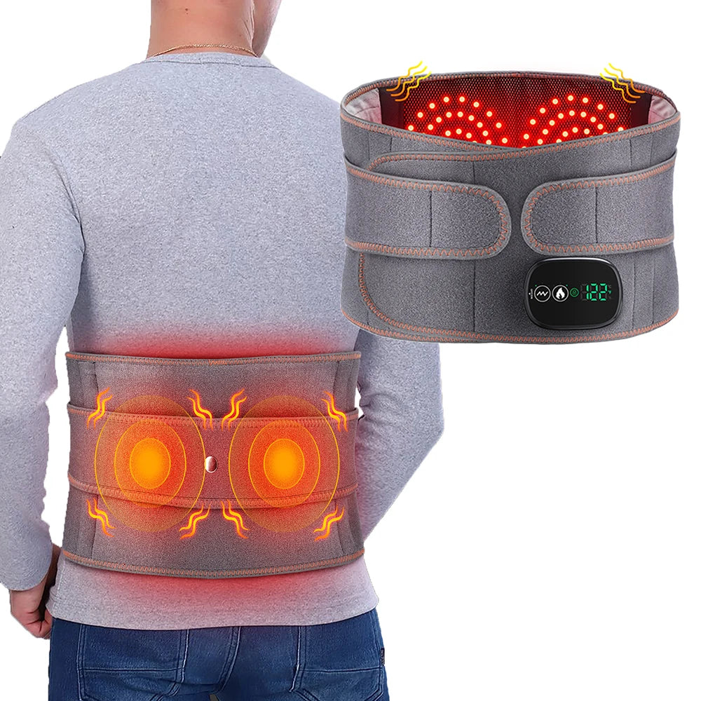 USA Free Shipping Rechargeable Waist Massager Hot Compress Back Pain Relief Wireless Vibration Lumbar Massage Belt with Heat