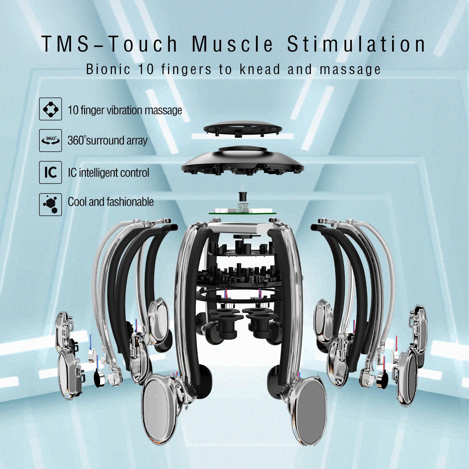 HEZHENG Head Massager Scalp Massager, Electric Cordless Rhythm Vibration Relax Monster Massage Head for Fun, Rechargeable Portab