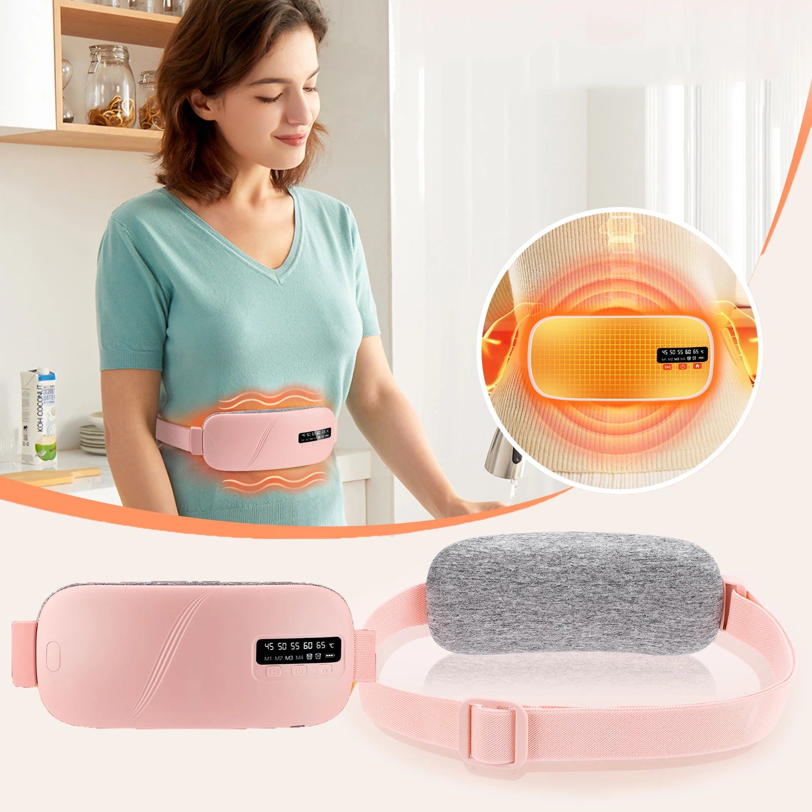 Free US Shipping Cordless Electric Menstrual Heated Pad Abdominal Massager for Period Cramps Pain Relief Warm Palace Belt