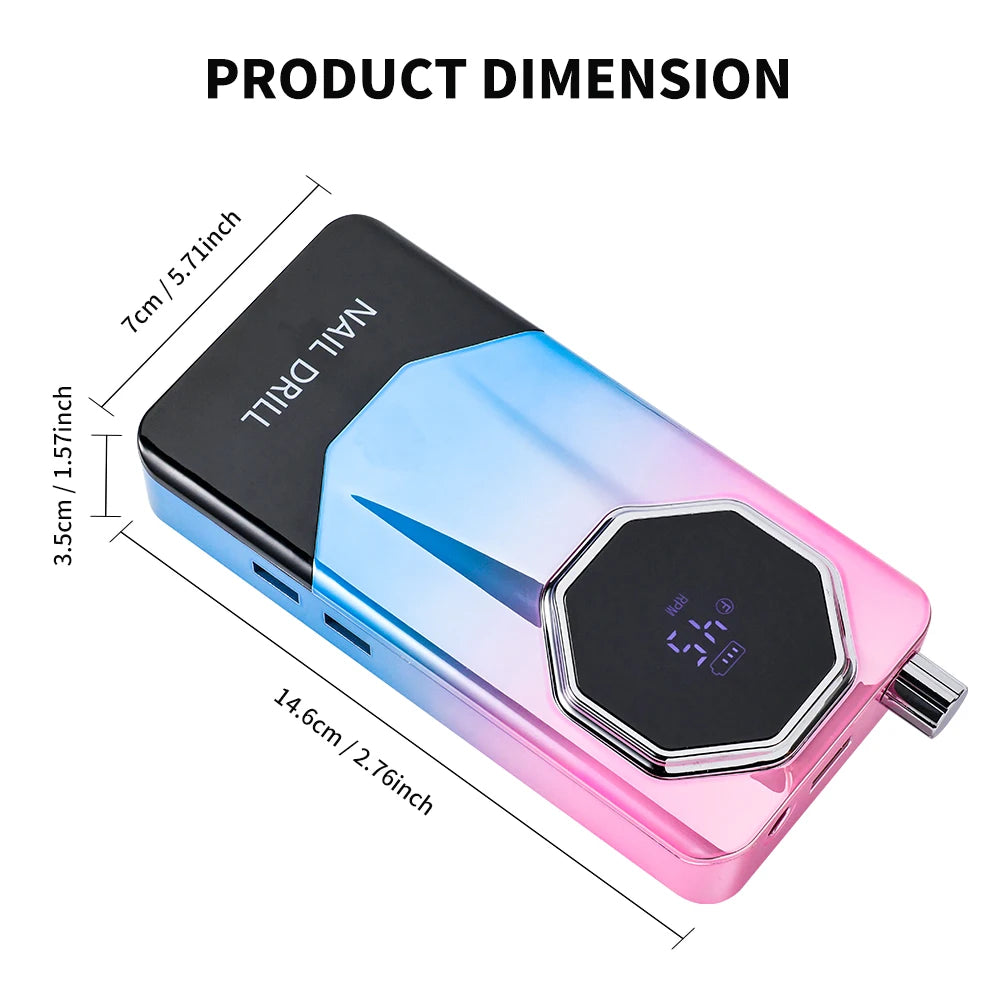 Professional Portable Nail Drill & File Buffers 45000 RPM Electric Manicure Pedicure Tool with Brushed Motor for Salon Use