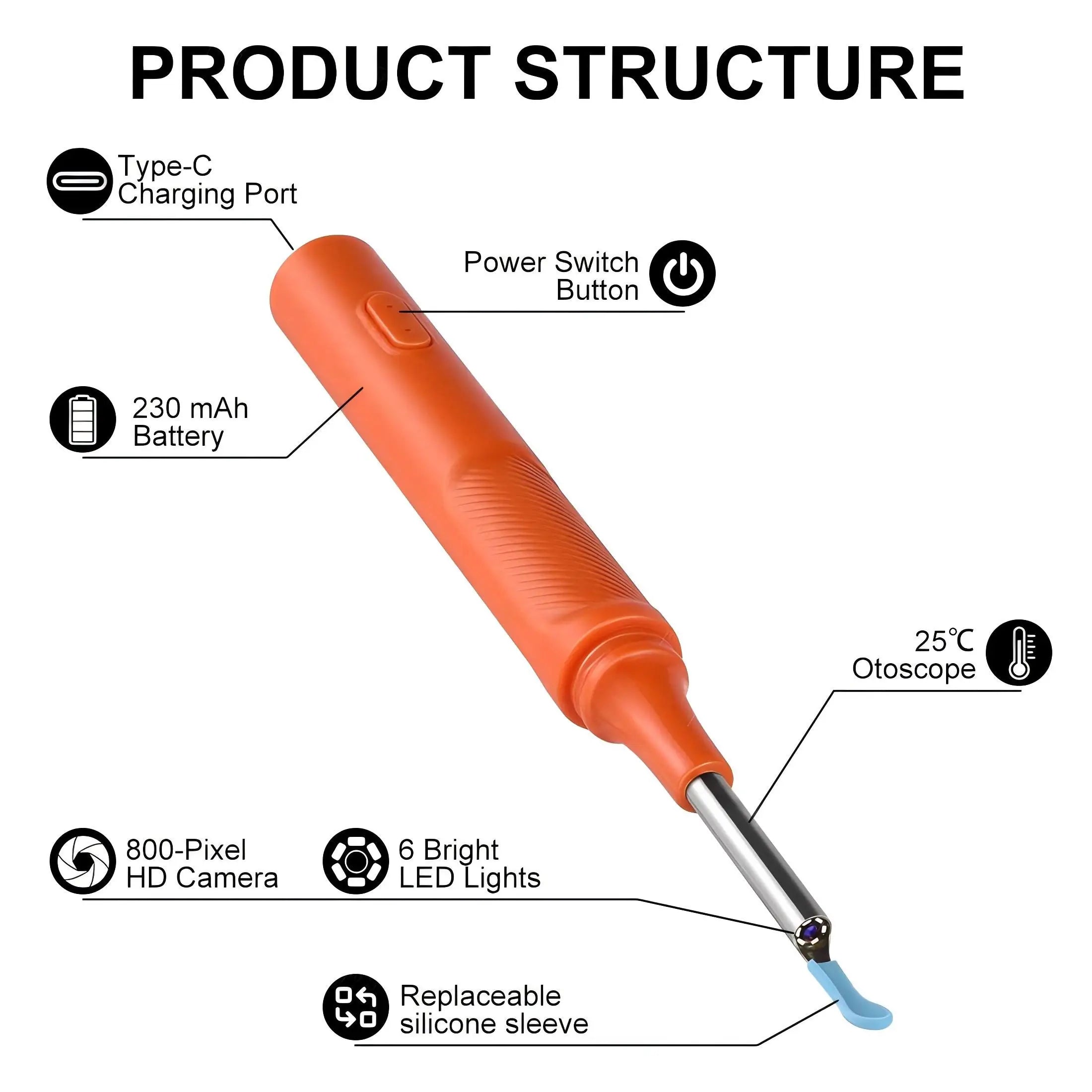 Ear Cleaner With Camera Wax Remover Tool Smart Visual Sticks Otoscope Earpick Endoscope Earring Personal Health Care