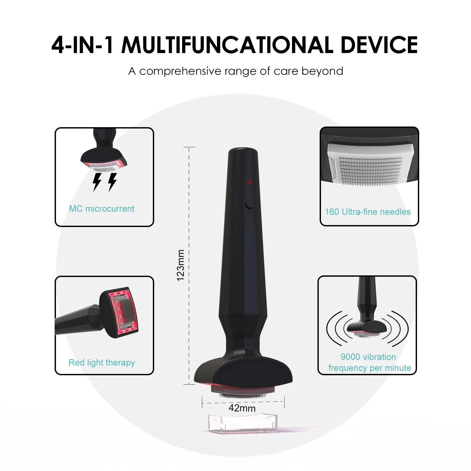 4-in-1 Electric Head Massager Red Light EMS Vibration Microcurrent Derma Stamp Beard Scalp Massager for Hair Growth