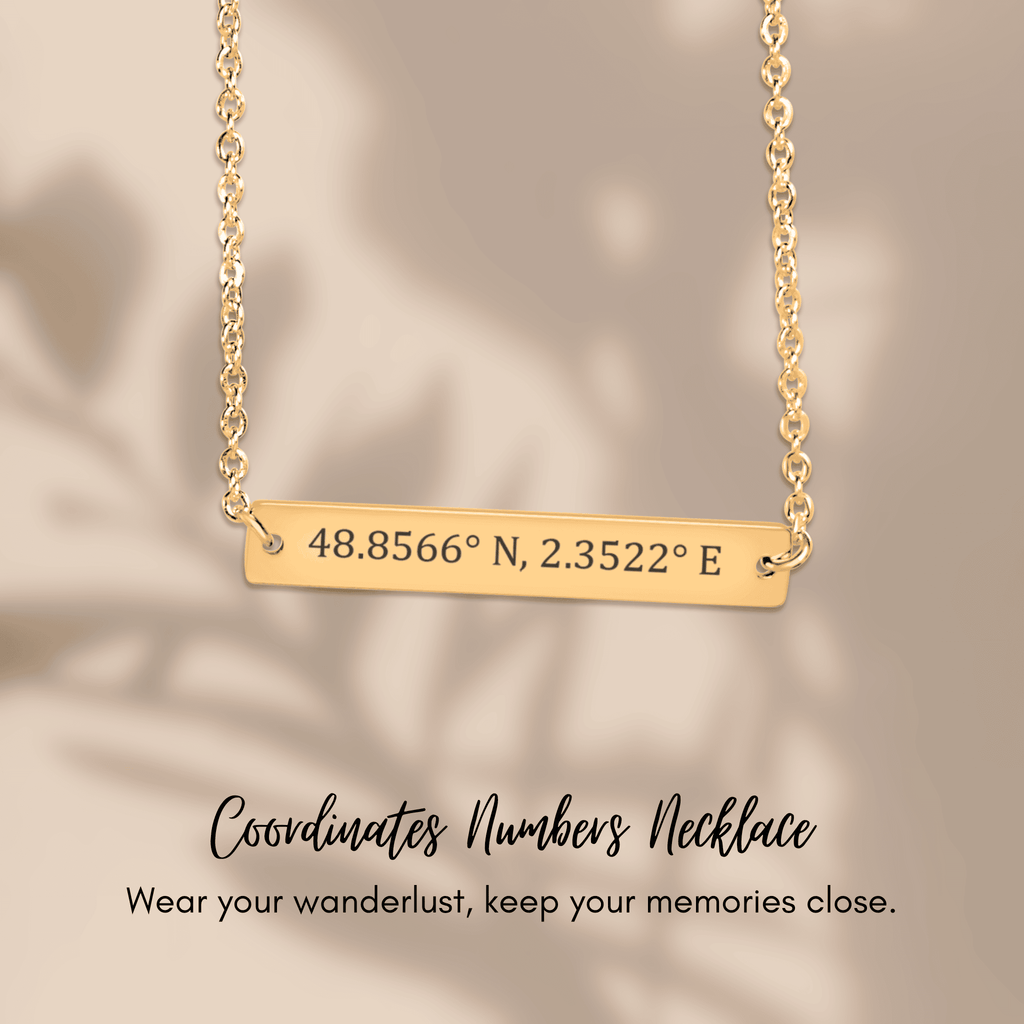Coordinates Numbers Horizontal Bar Necklace
