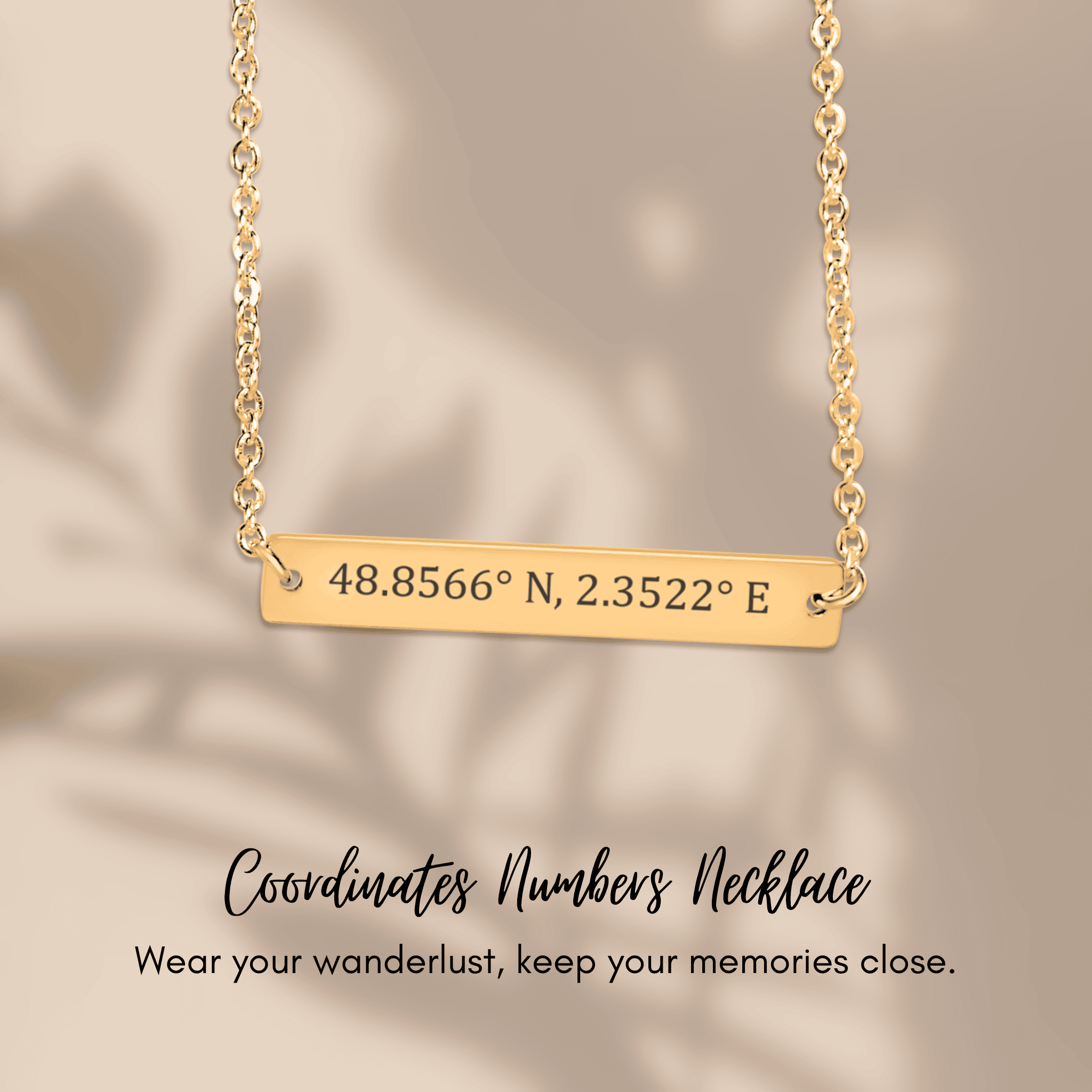 Coordinates Numbers Horizontal Bar Necklace