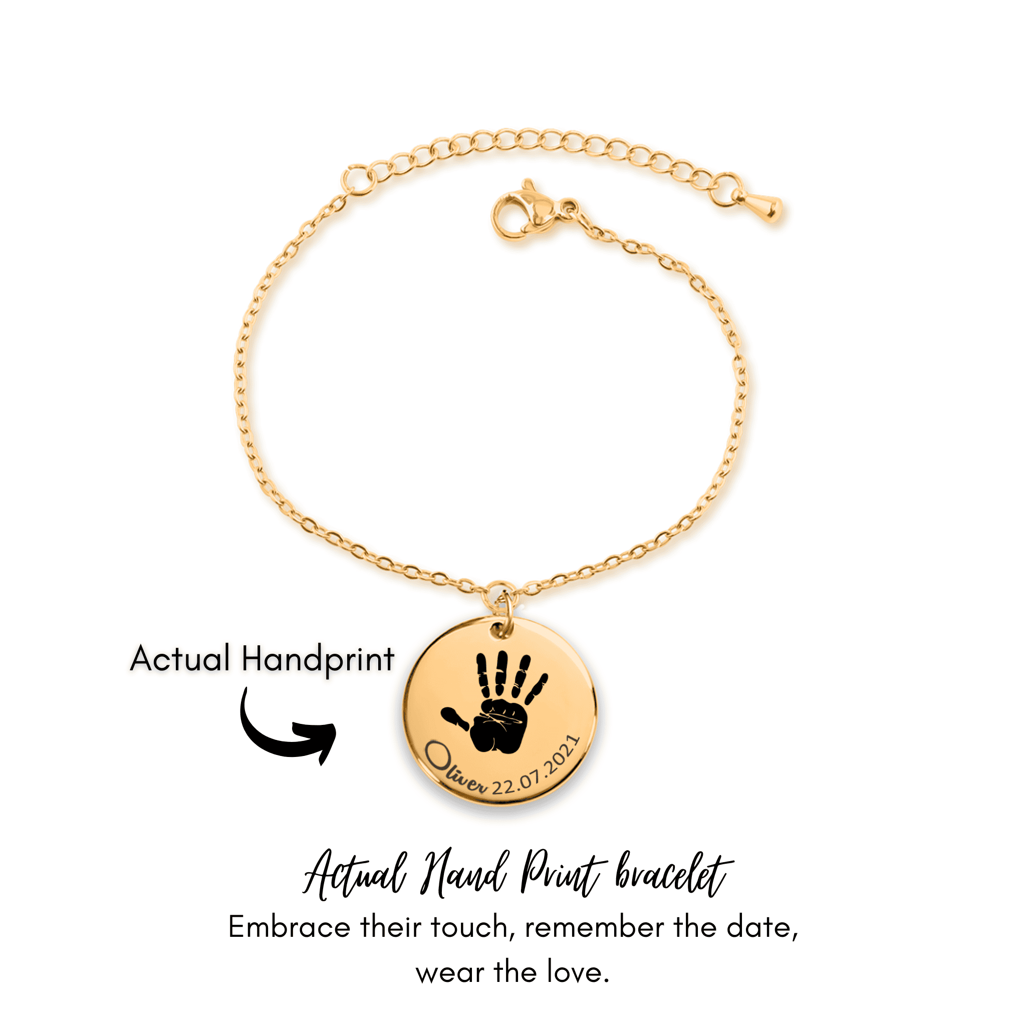 Actual Hand Print Coin Bracelet