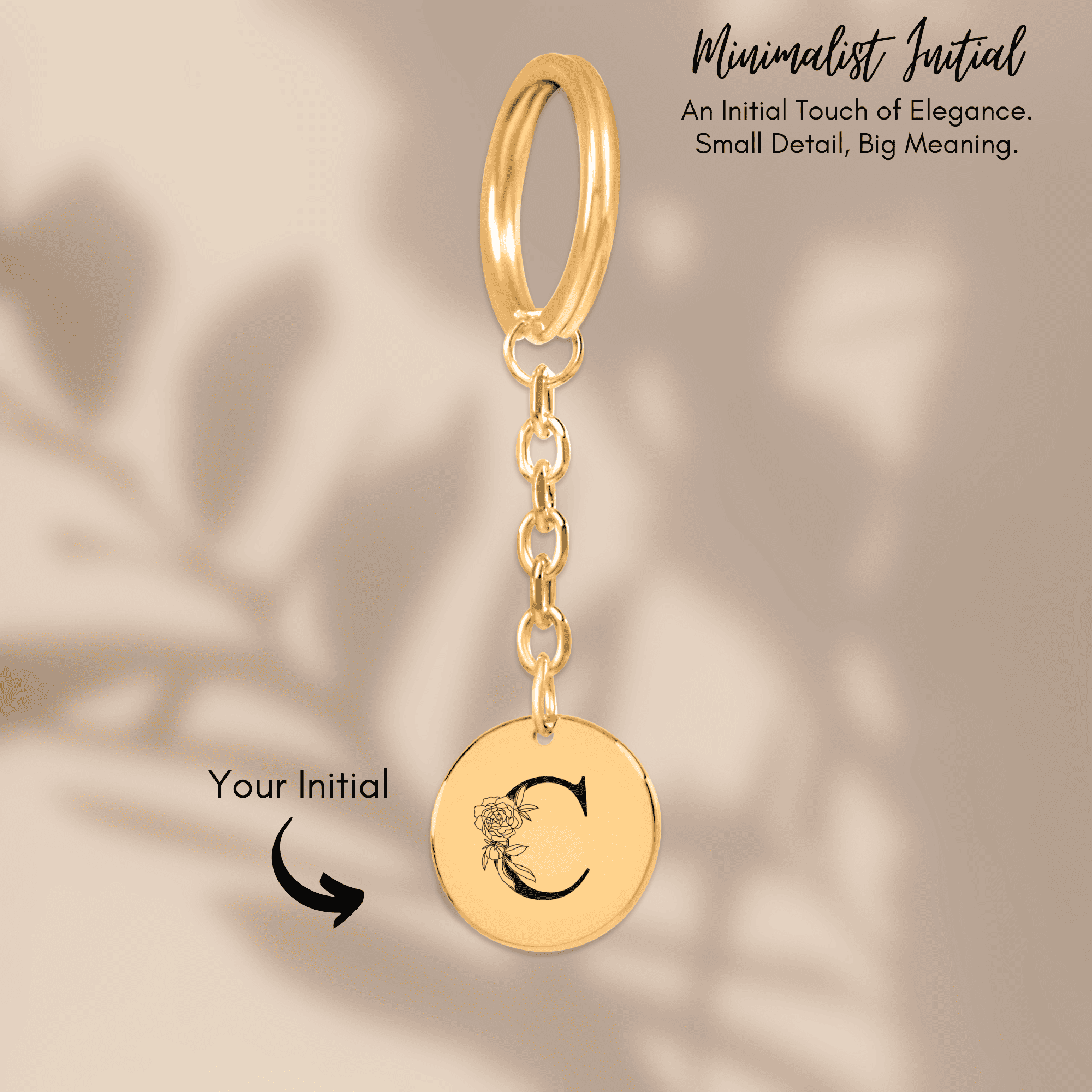 Floral Initial Keychain – C