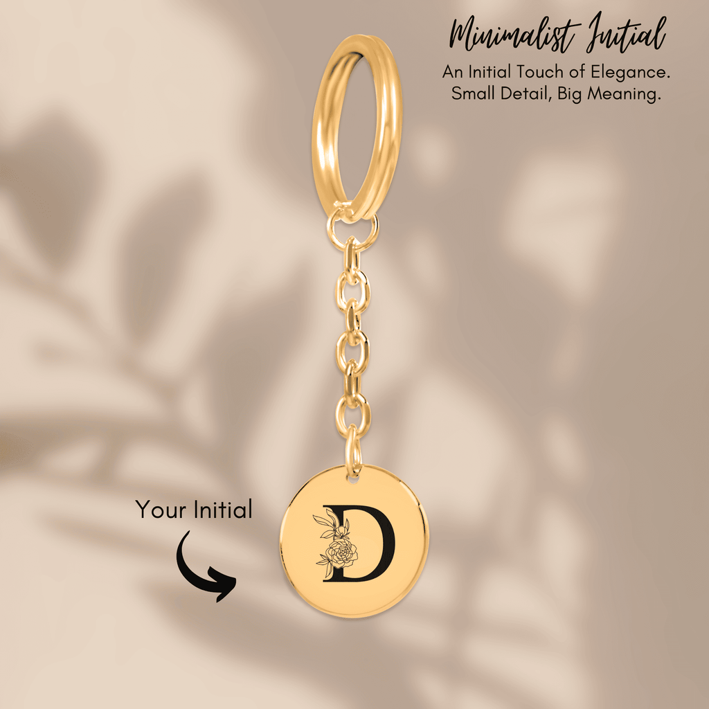 Floral Initial Keychain – D