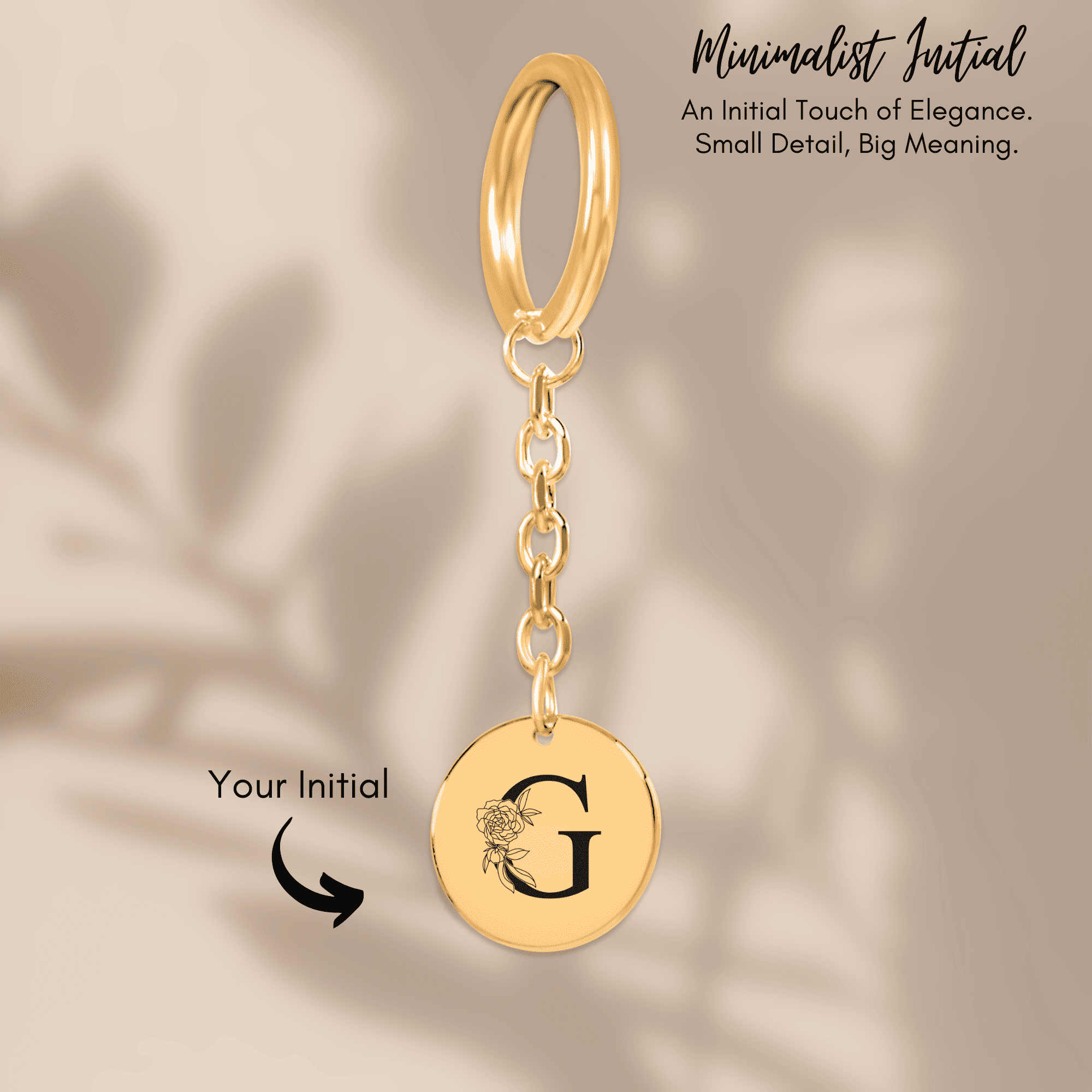 Floral Initial Keychain – G