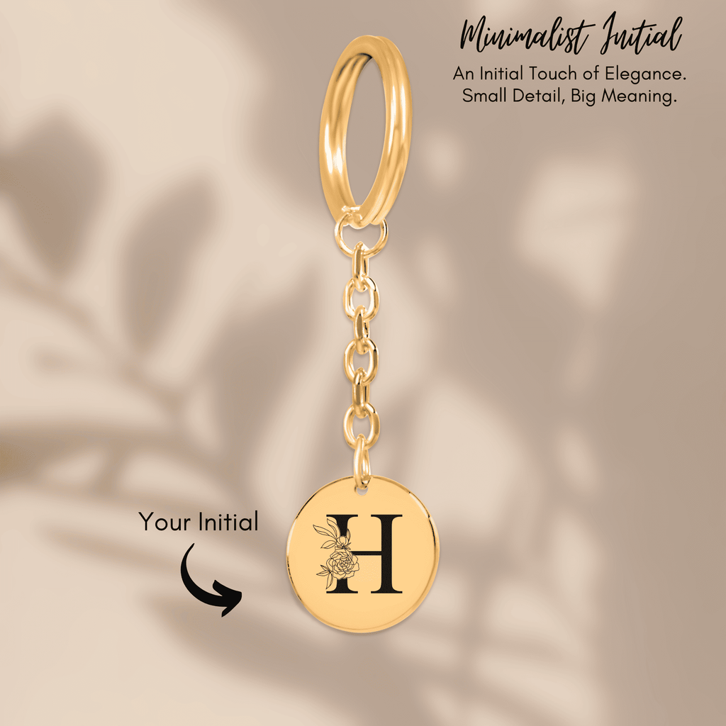 Floral Initial Keychain – H