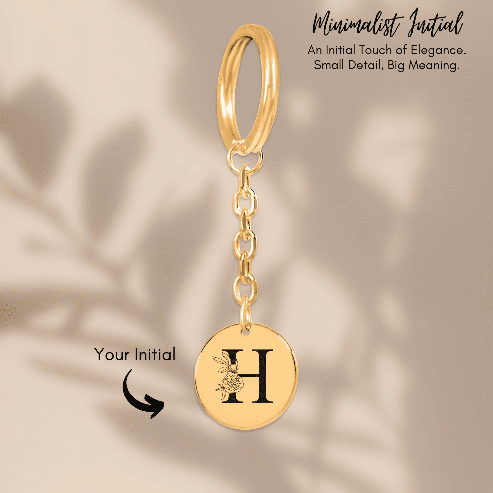 Floral Initial Keychain – H