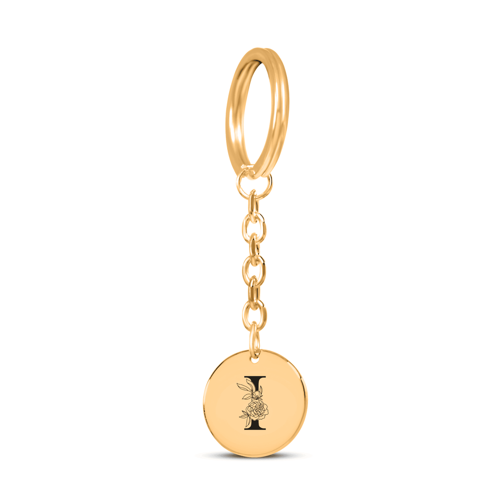 Floral Initial Keychain – I