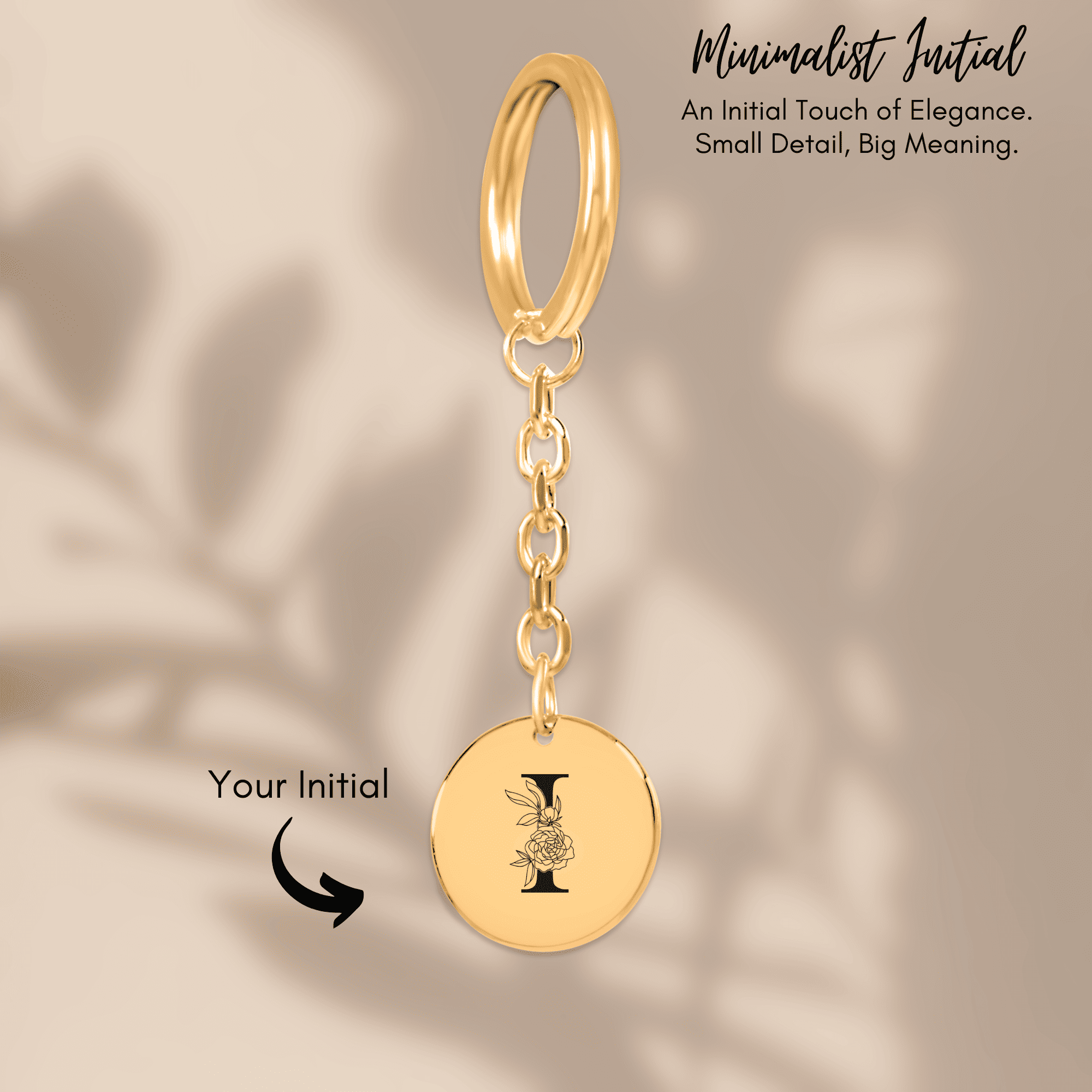Floral Initial Keychain – I