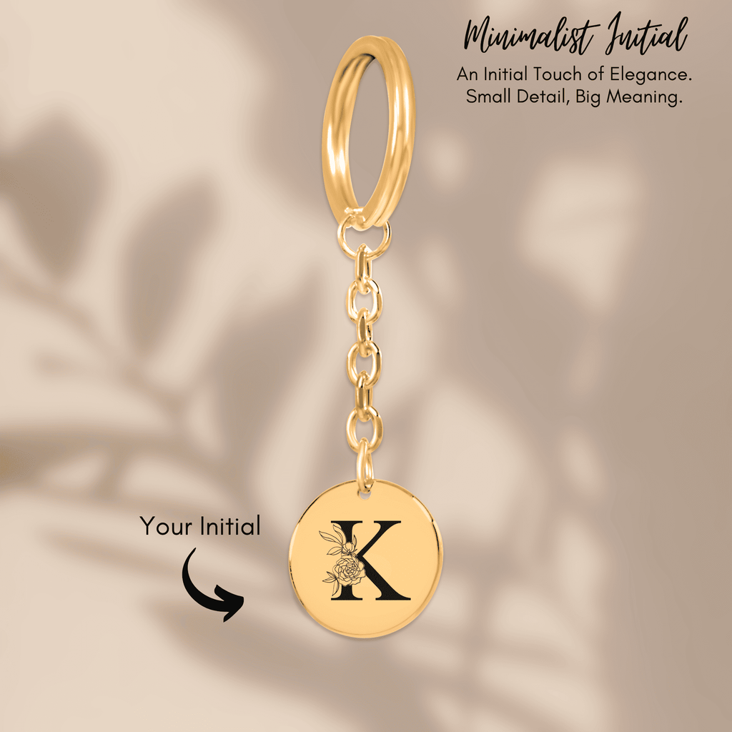 Floral Initial Keychain – K