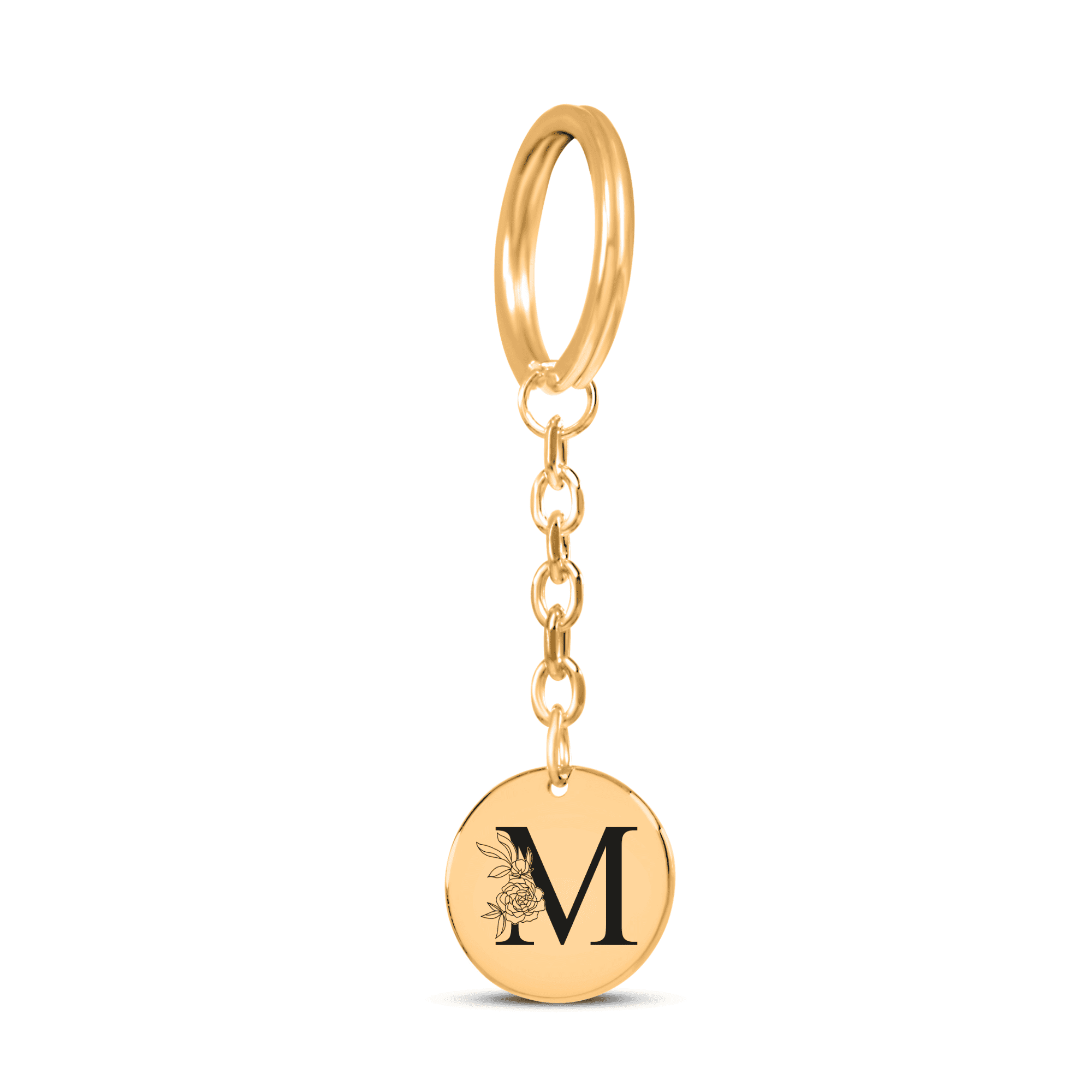 Floral Initial Keychain – M