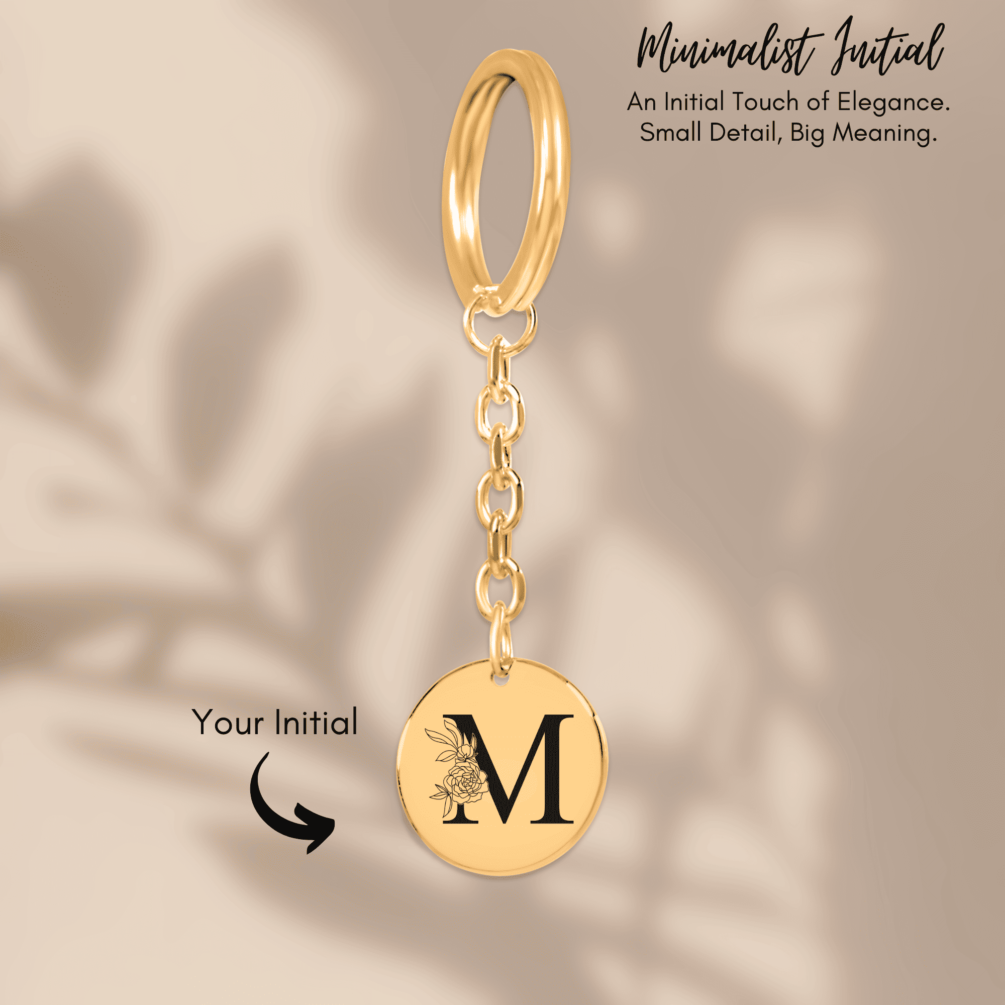 Floral Initial Keychain – M