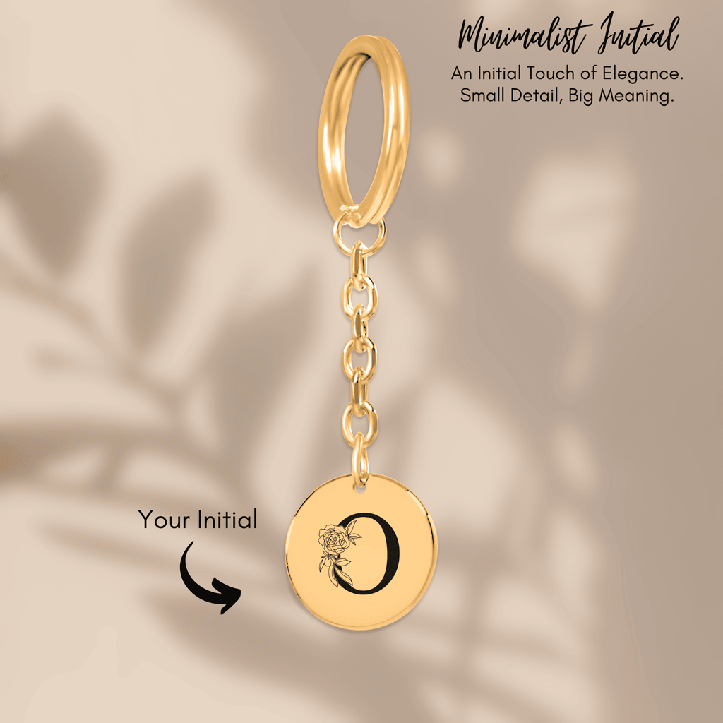Floral Initial Keychain – O