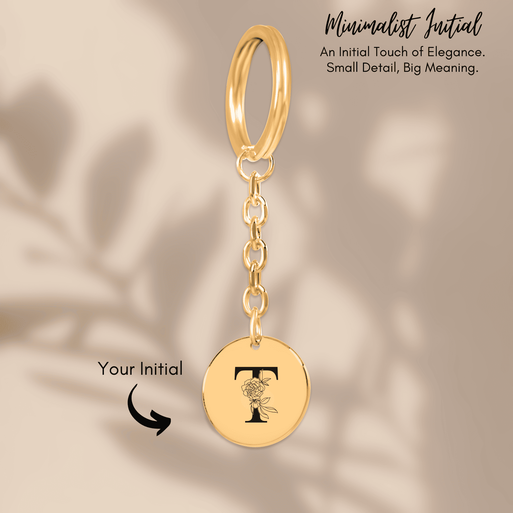 Floral Initial Keychain – T
