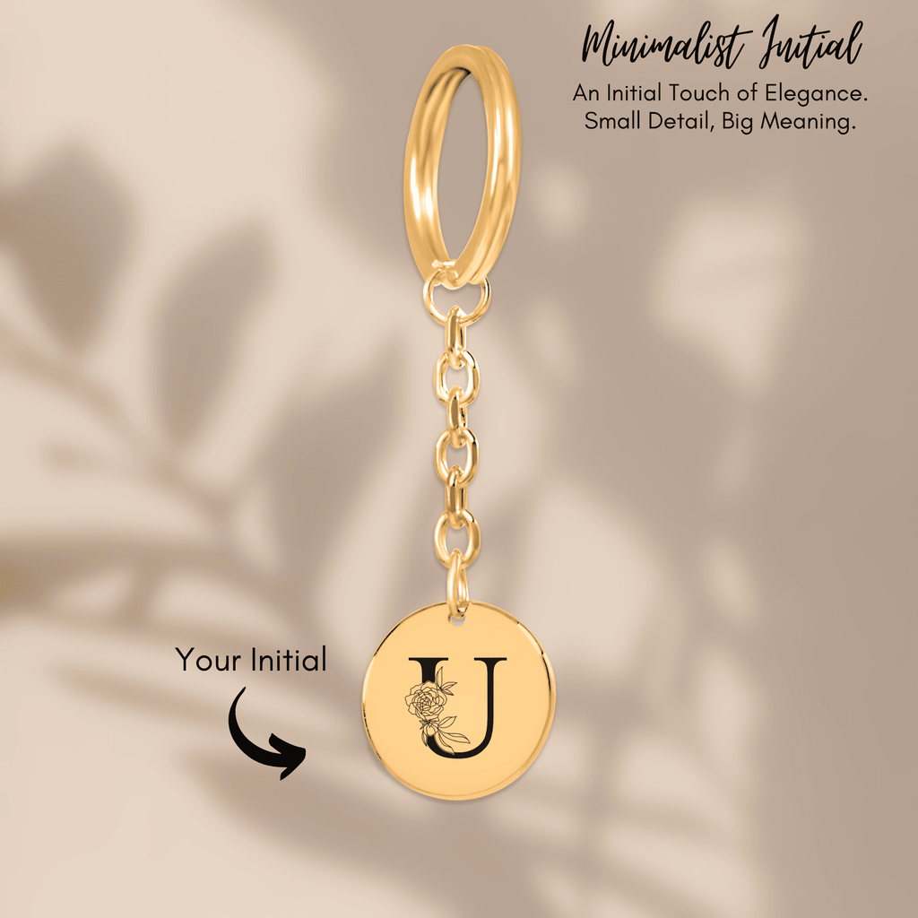 Floral Initial Keychain – U