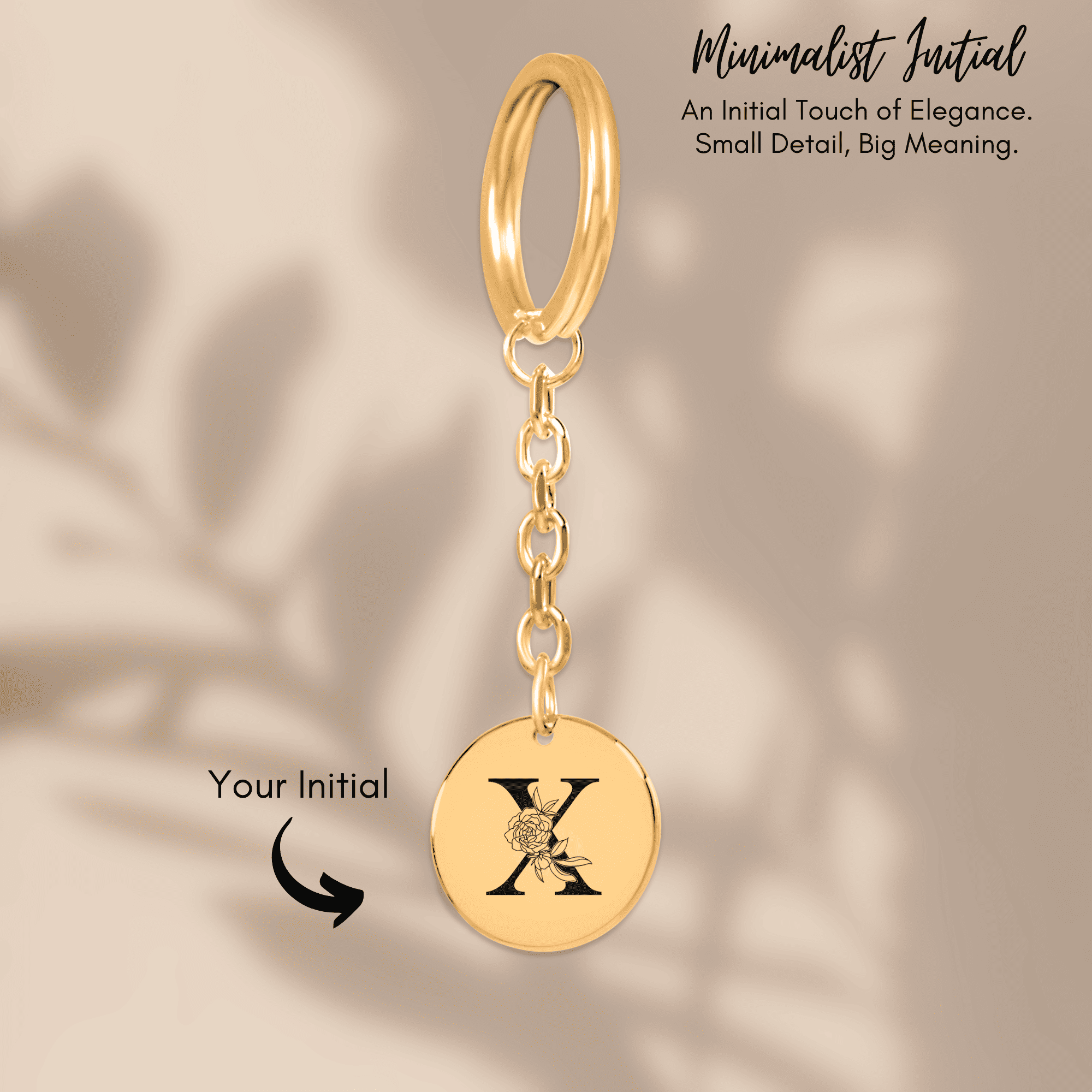 Floral Initial Keychain – X