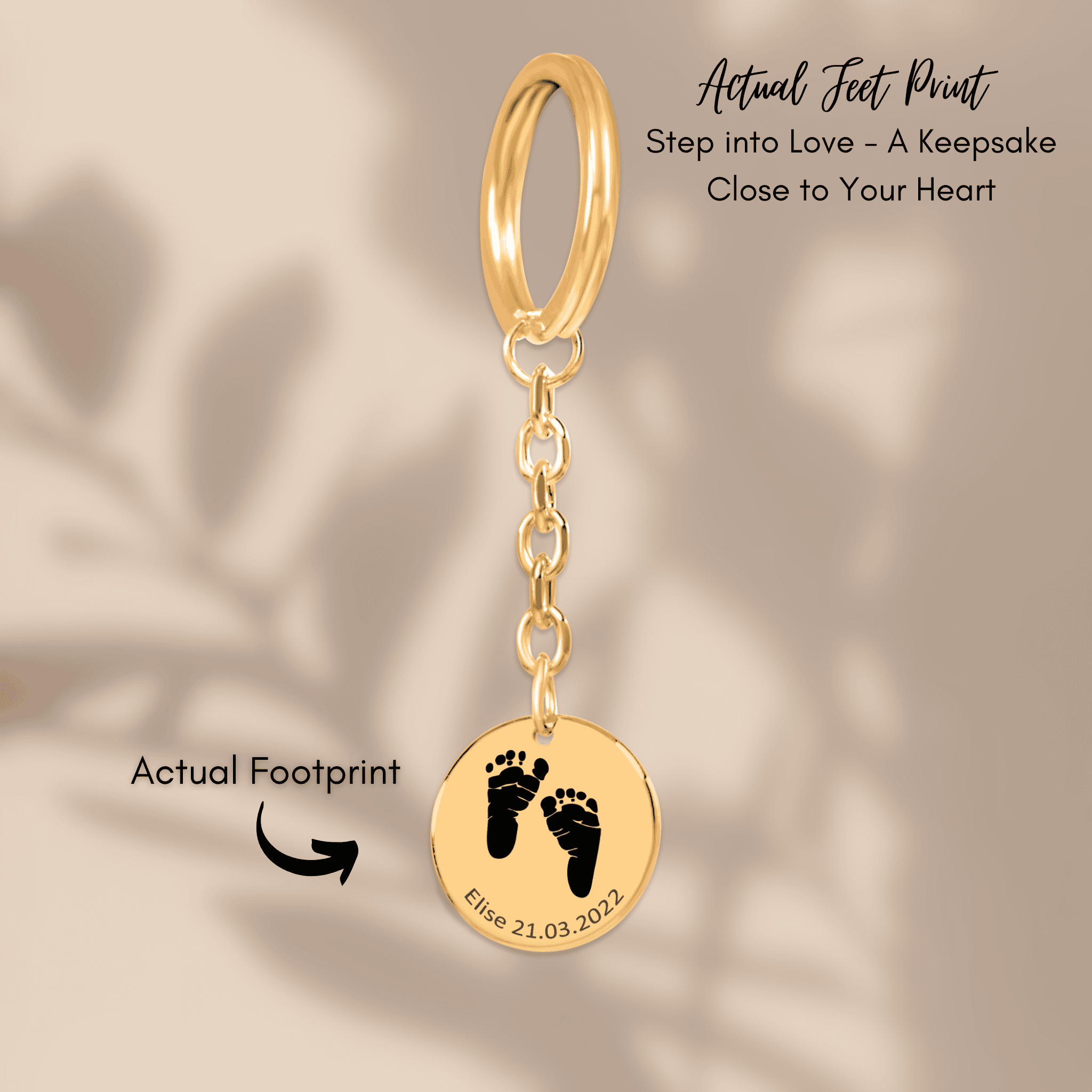 Actual Feet Print Coin Keychains