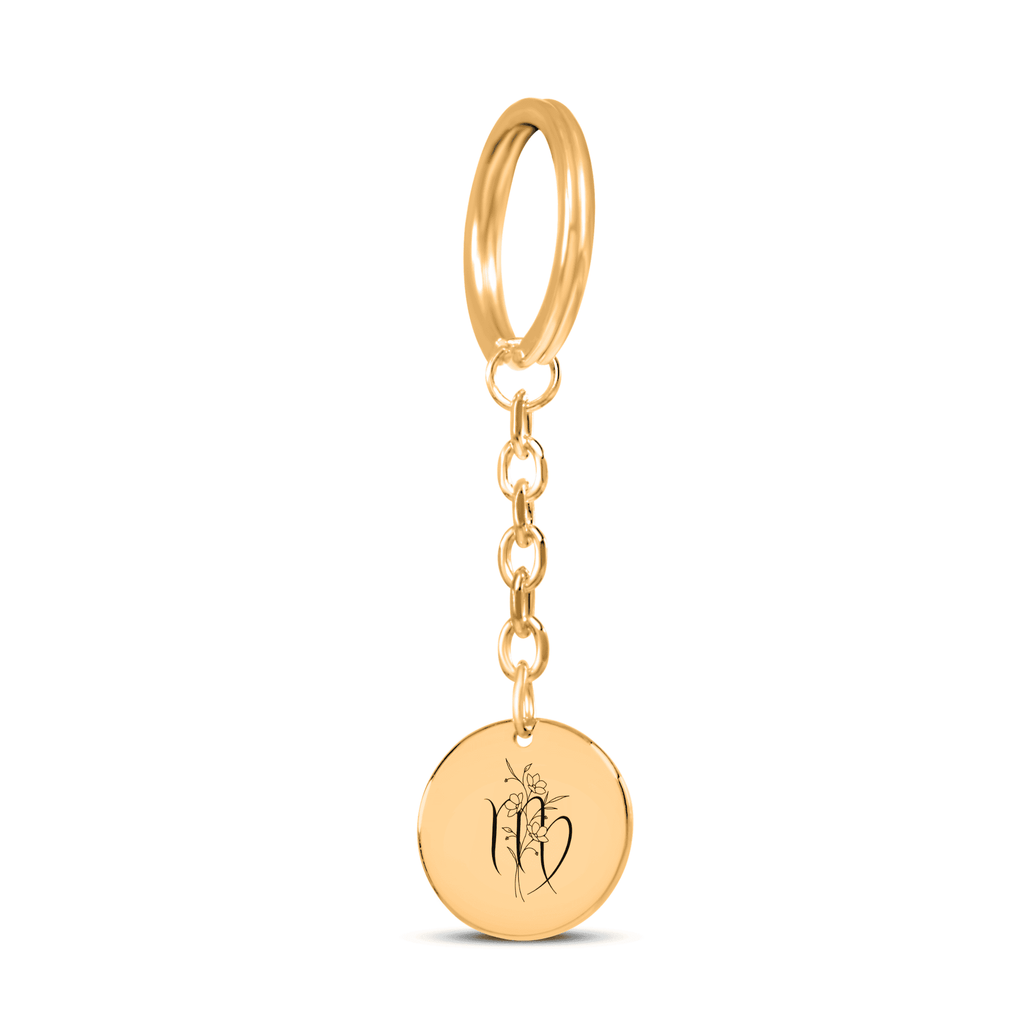 Virgo Floral Zodiac Sign Coin Keychain