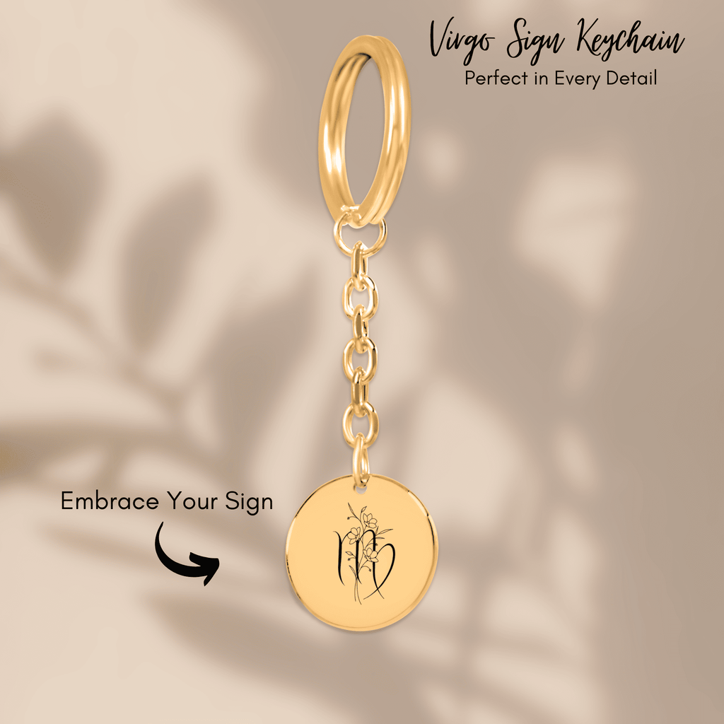 Virgo Floral Zodiac Sign Coin Keychain