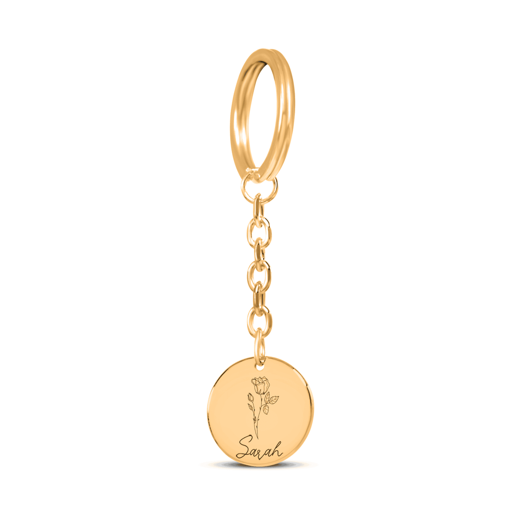 Birthflower & Name Keychain