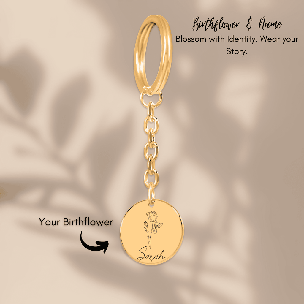 Birthflower & Name Keychain
