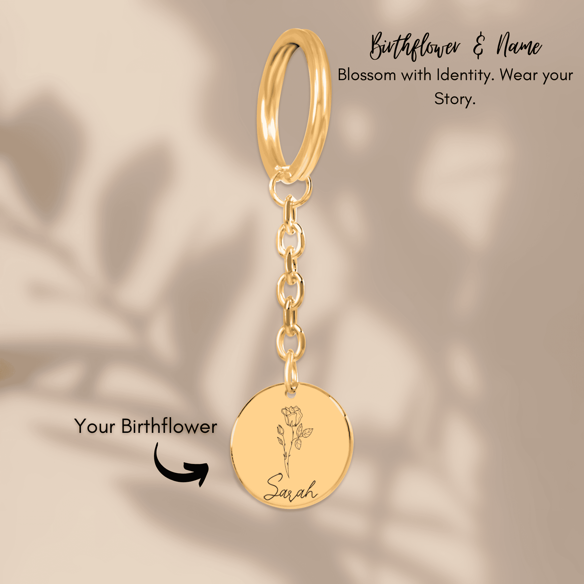 Birthflower & Name Keychain