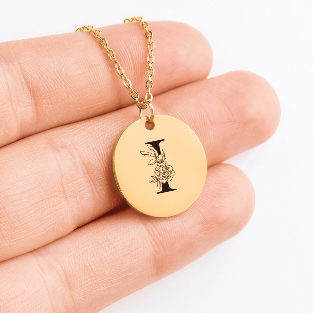 Floral Initial Necklace – I